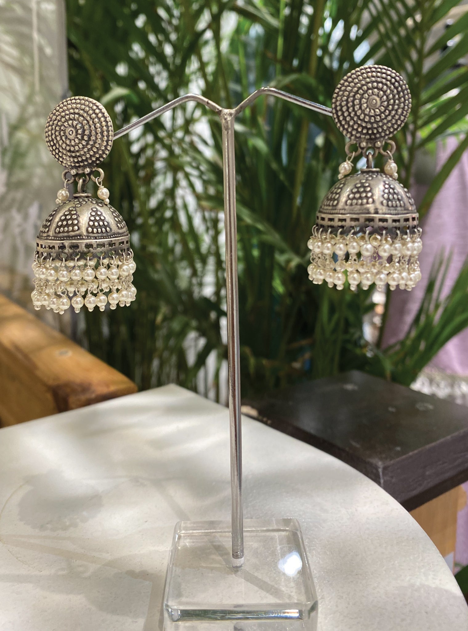 Pure Silver Indigo Antique Earrings