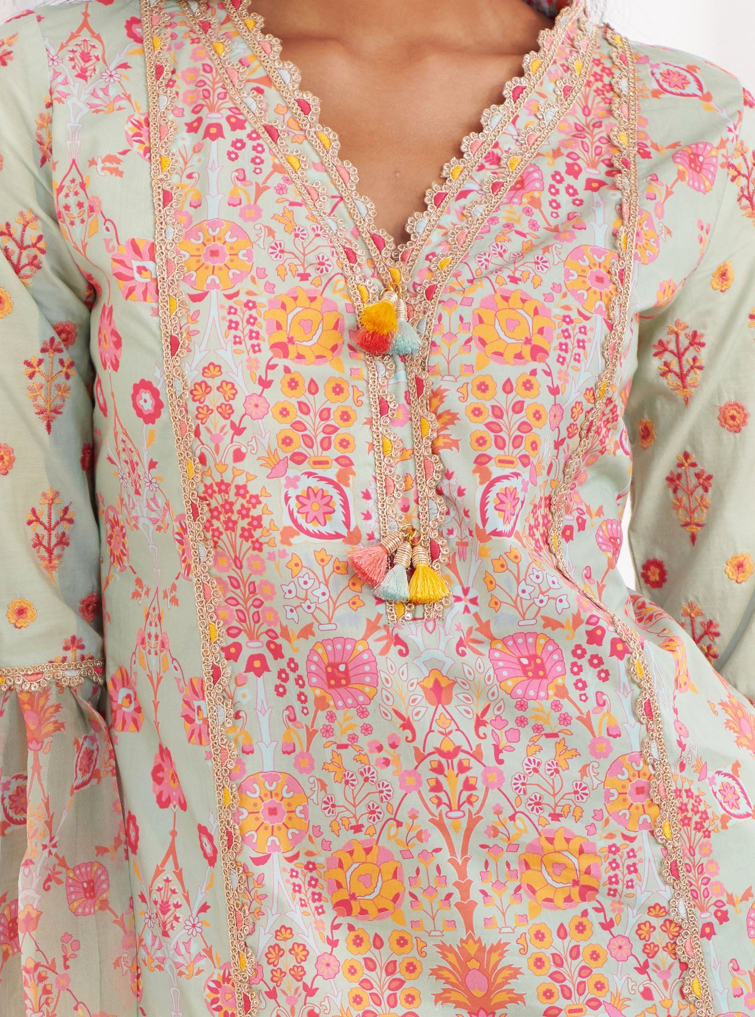 Isla Supima Cotton Green Kurta Set