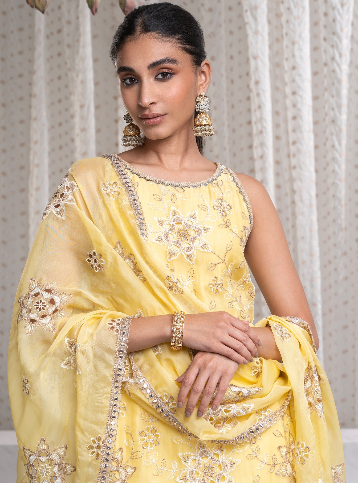 Jugni Organza Yellow Kurta Set