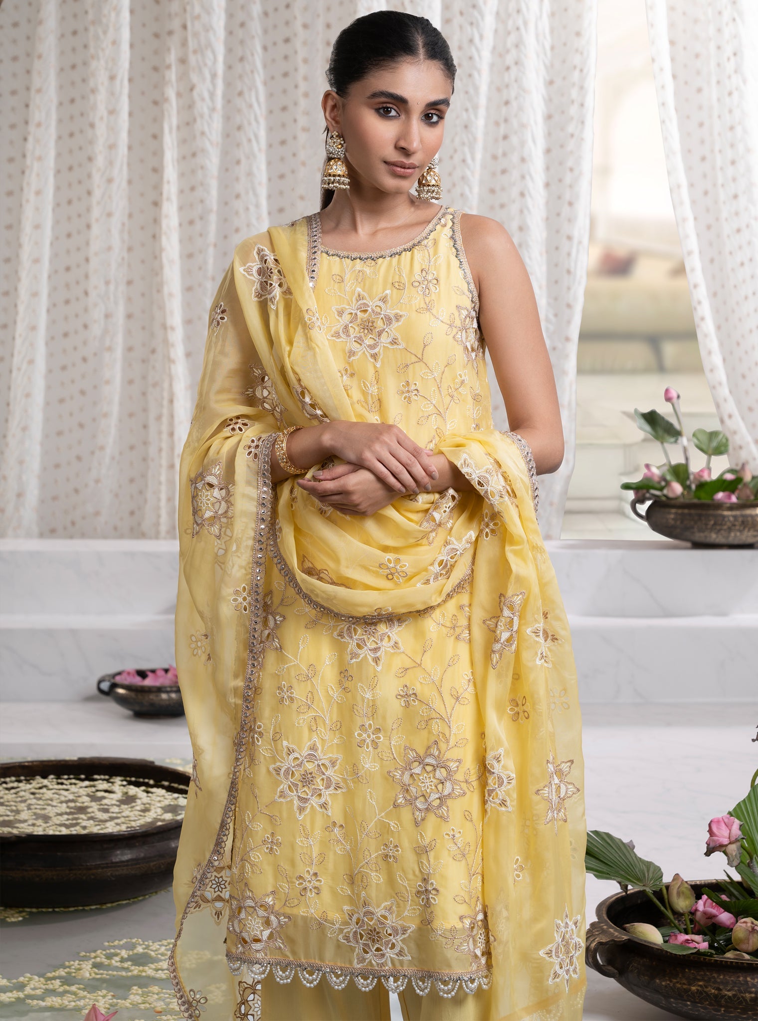 Jugni Organza Yellow Kurta Set