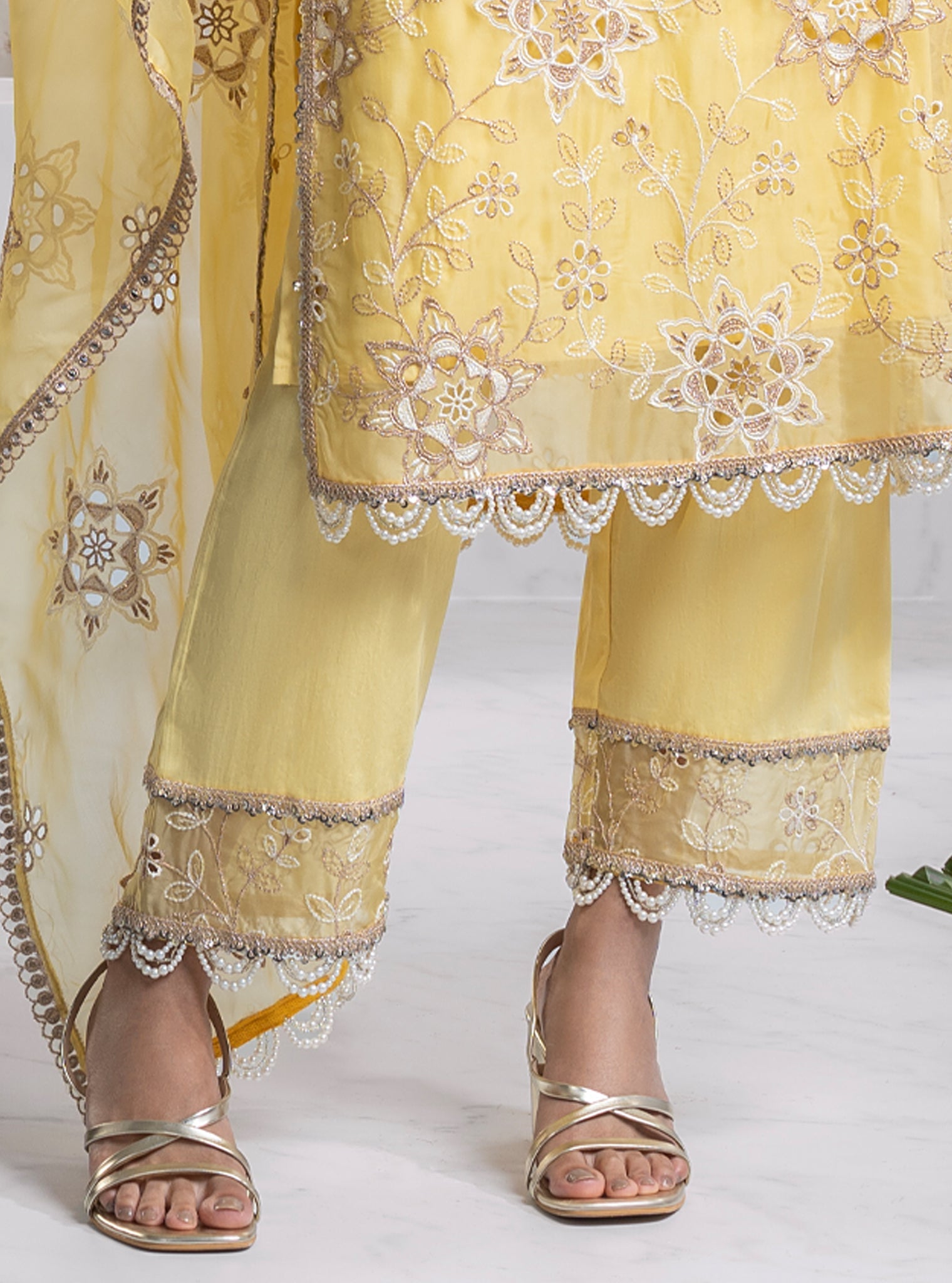 Jugni Organza Yellow Kurta Set