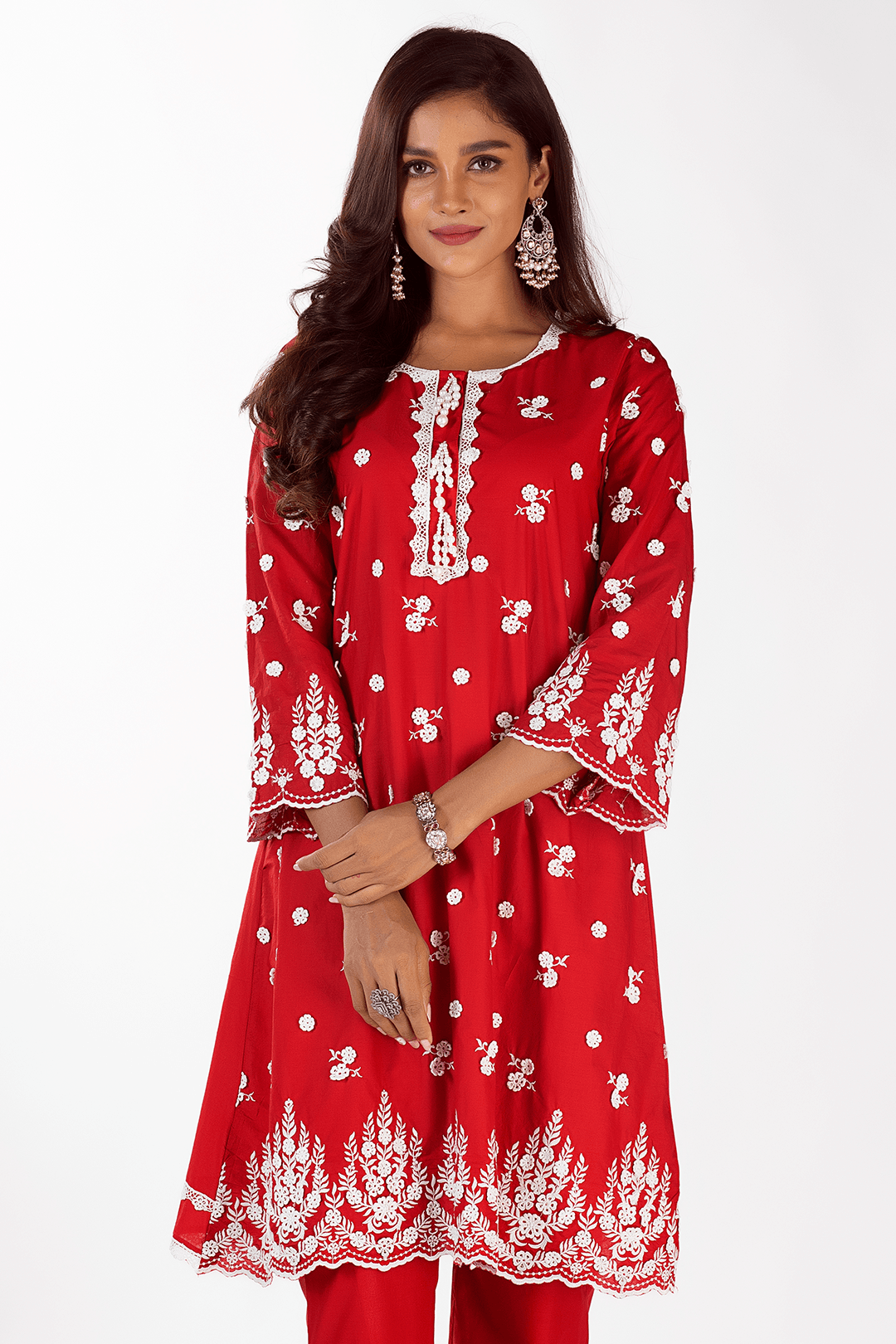 Jade Supima Cotton Red Kurta Set