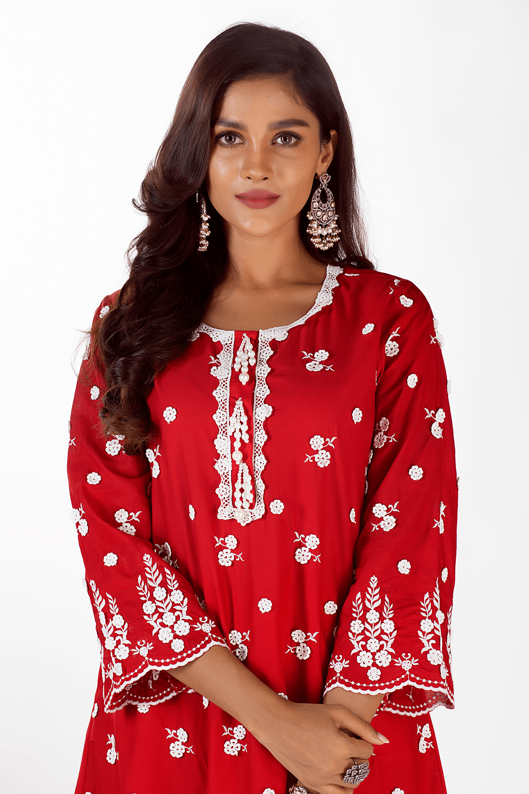 Jade Supima Cotton Red Kurta Set