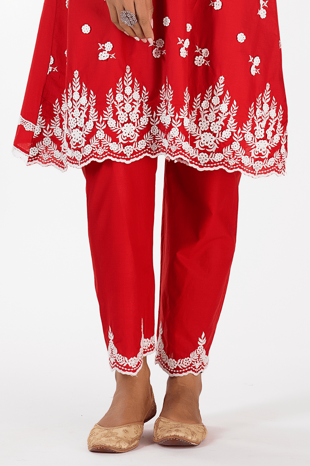 Jade Supima Cotton Red Kurta Set