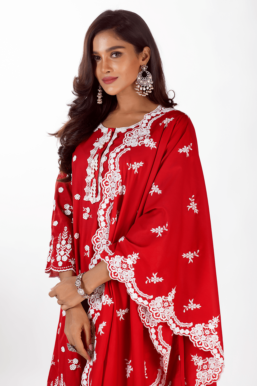 Jade Supima Cotton Red Kurta Set