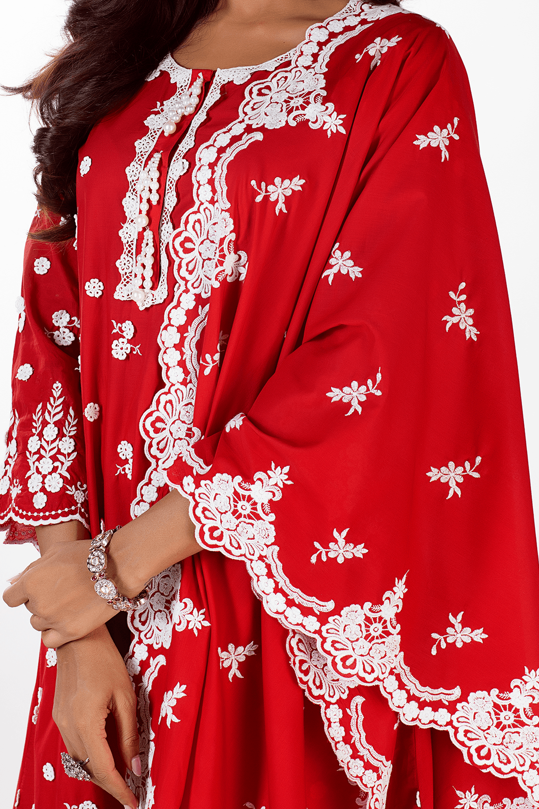 Jade Supima Cotton Red Kurta Set