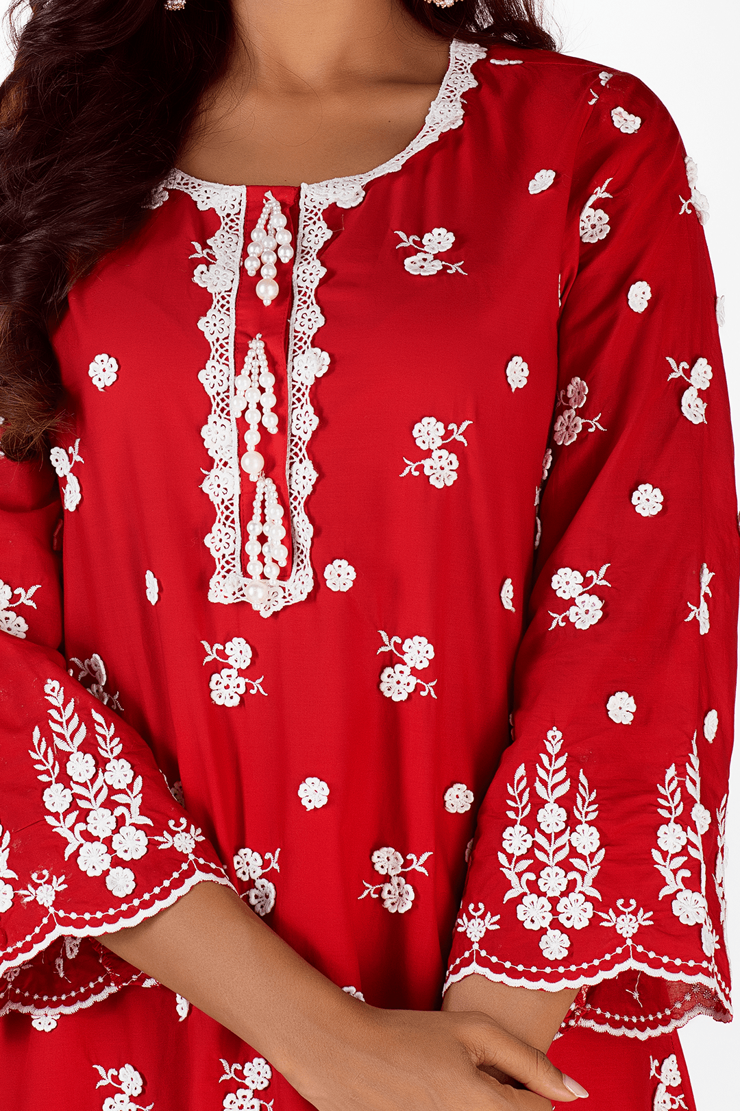 Jade Supima Cotton Red Kurta Set
