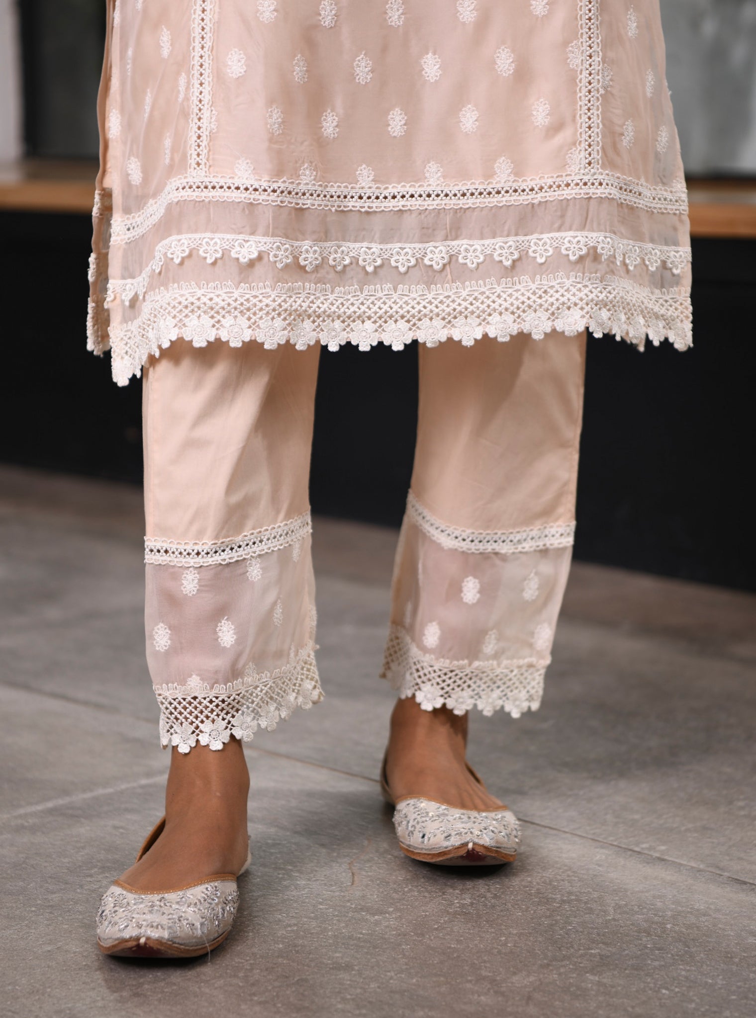 Jankia Organza Beige Kurta Set