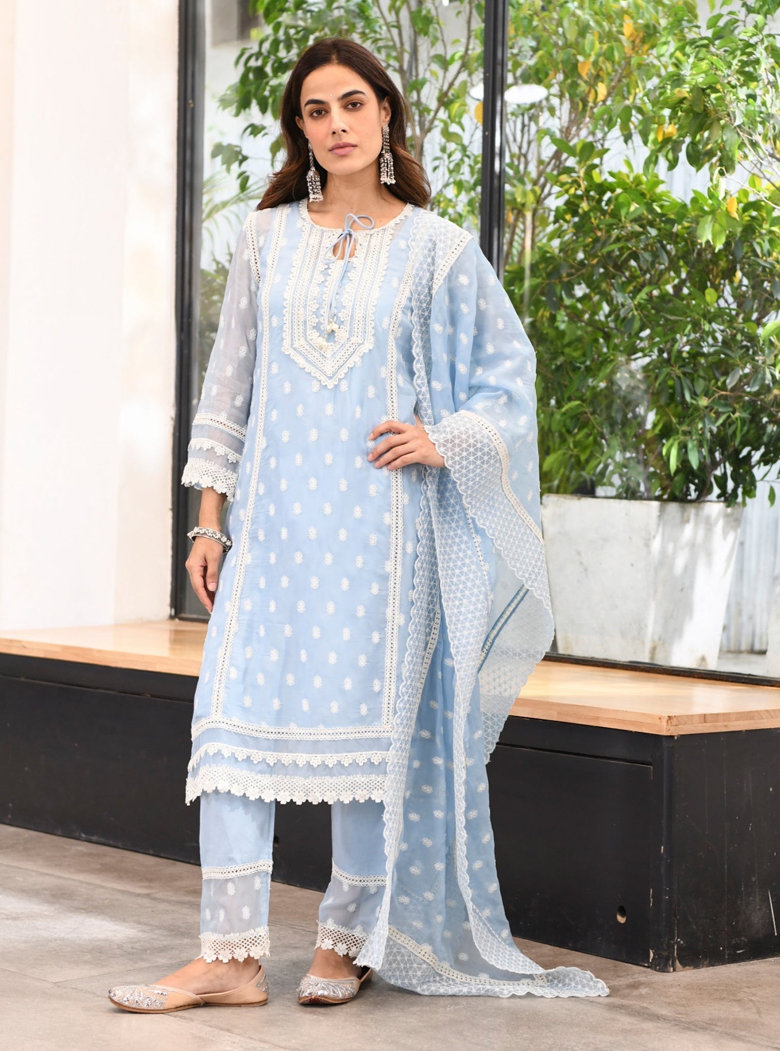 Jankia Organza Blue Kurta Set