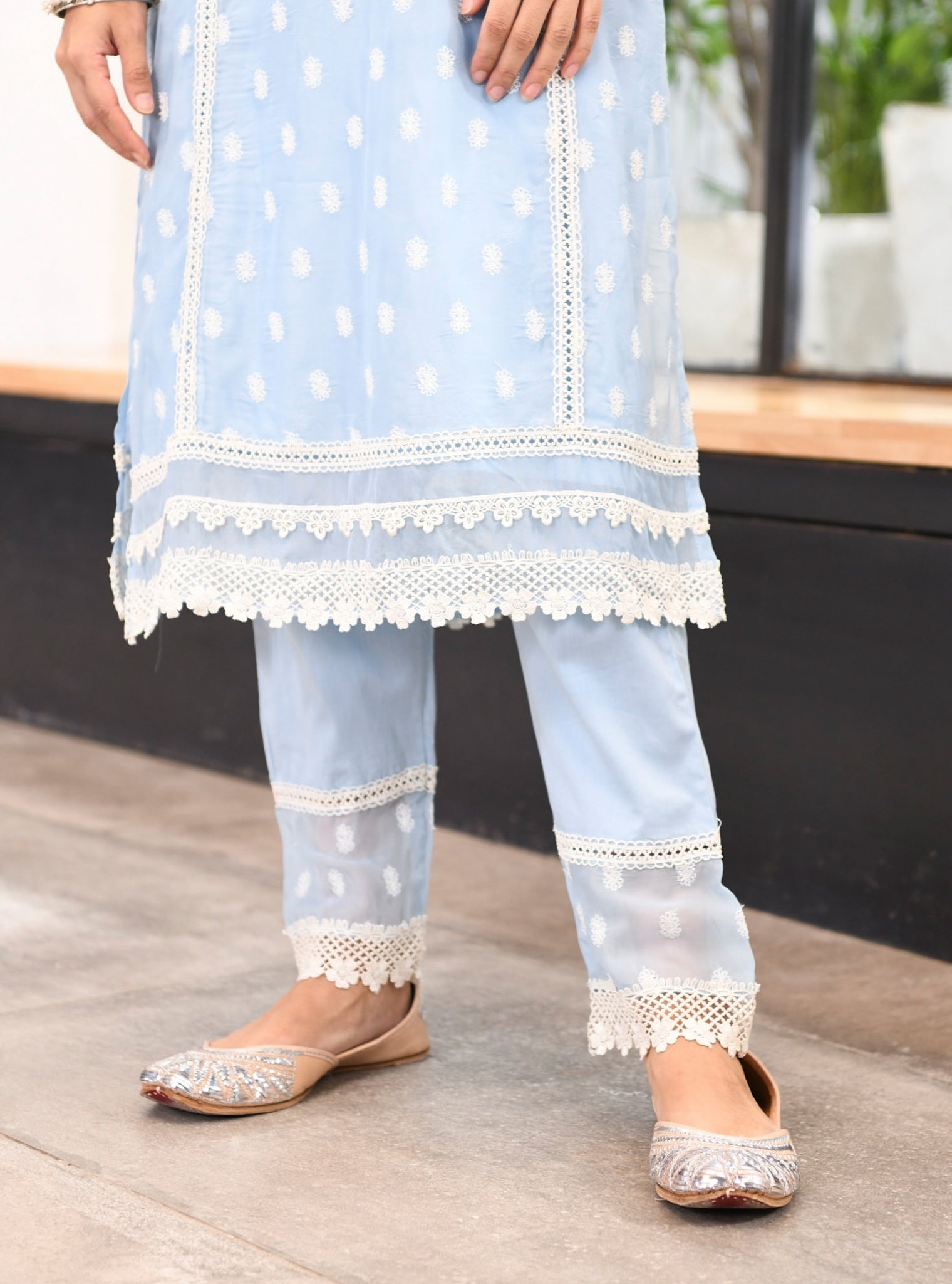 Jankia Organza Blue Kurta Set