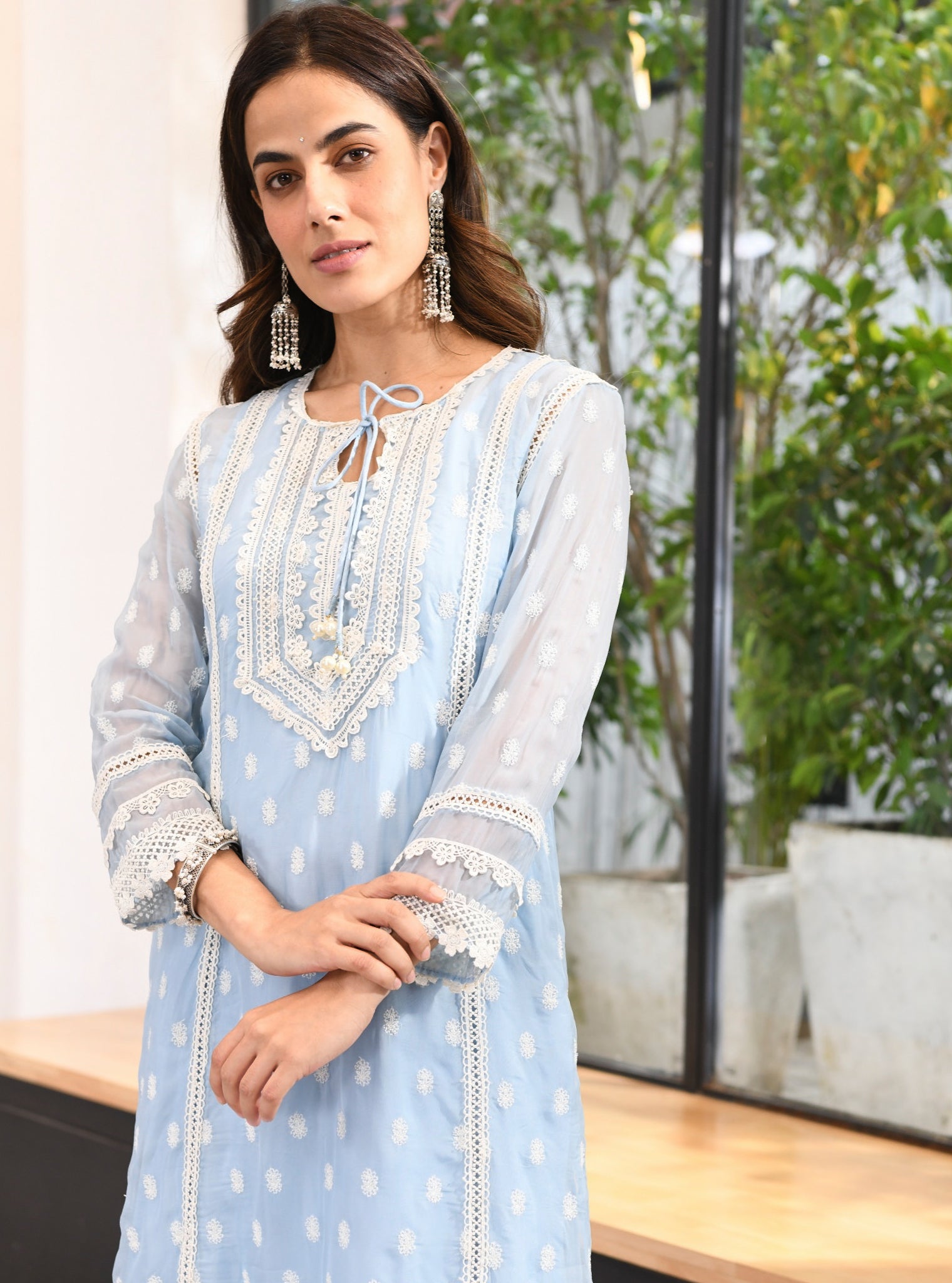 Jankia Organza Blue Kurta Set