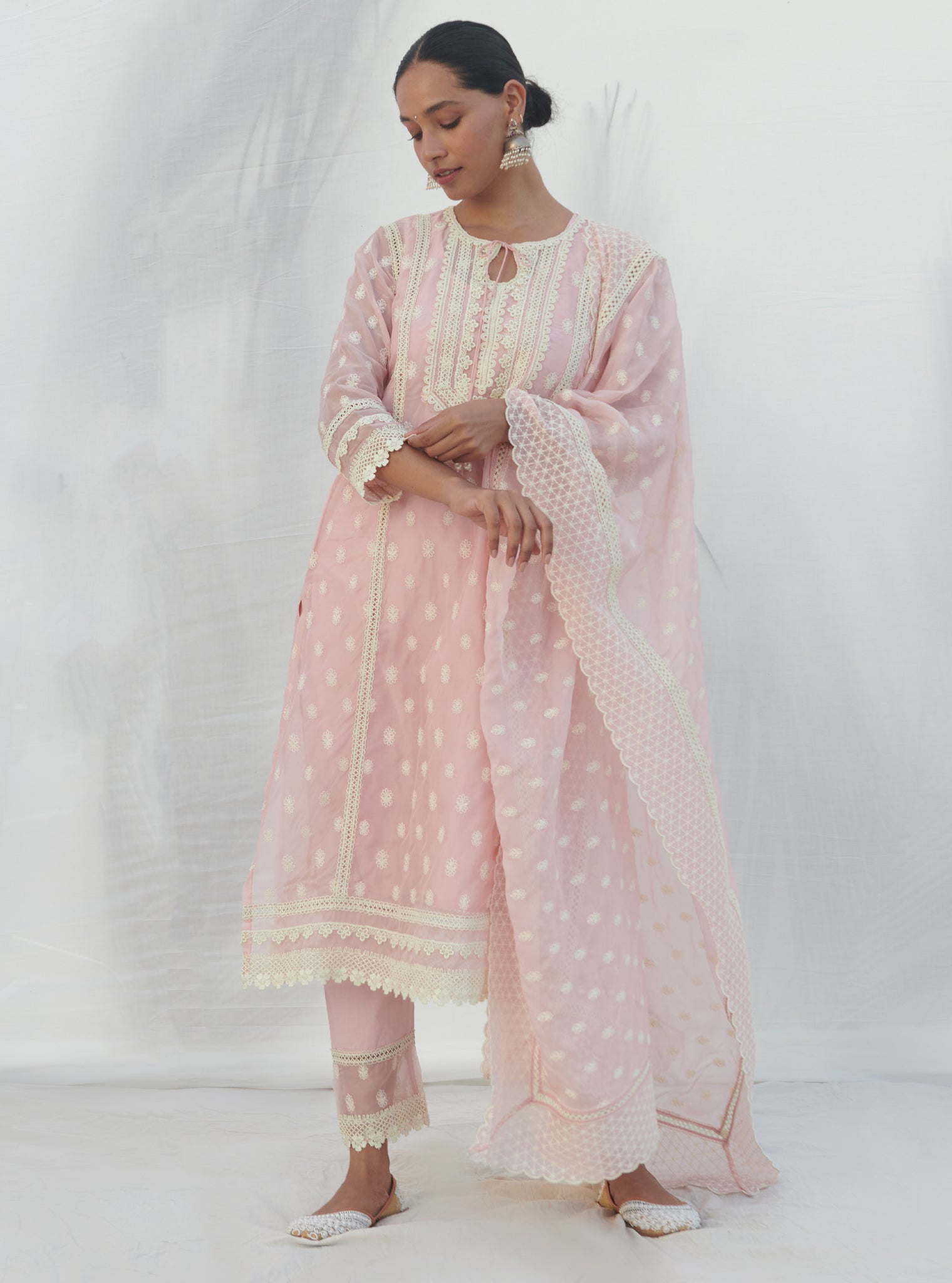 Jankia Organza Pink Kurta Set