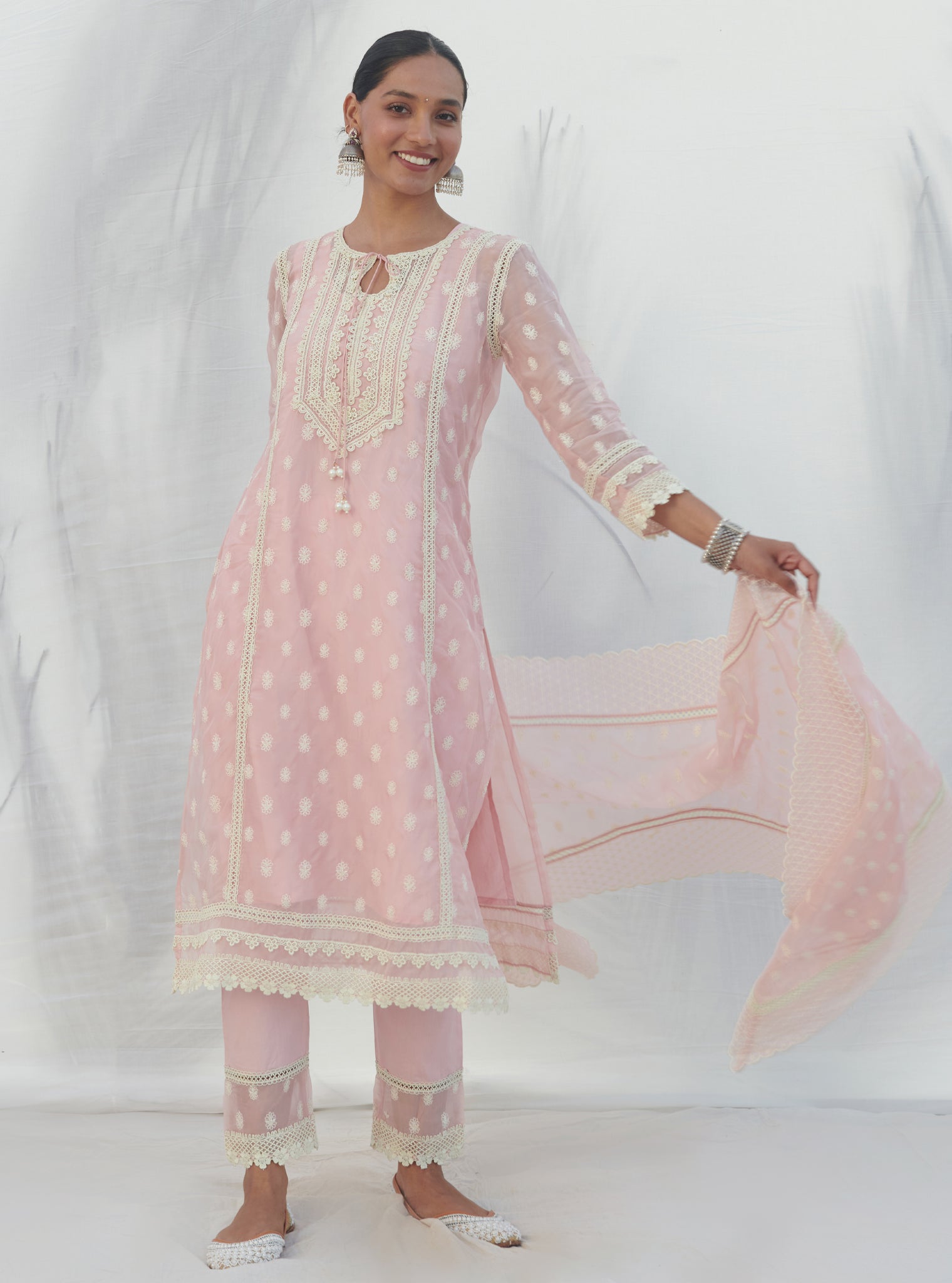 Jankia Organza Pink Kurta Set