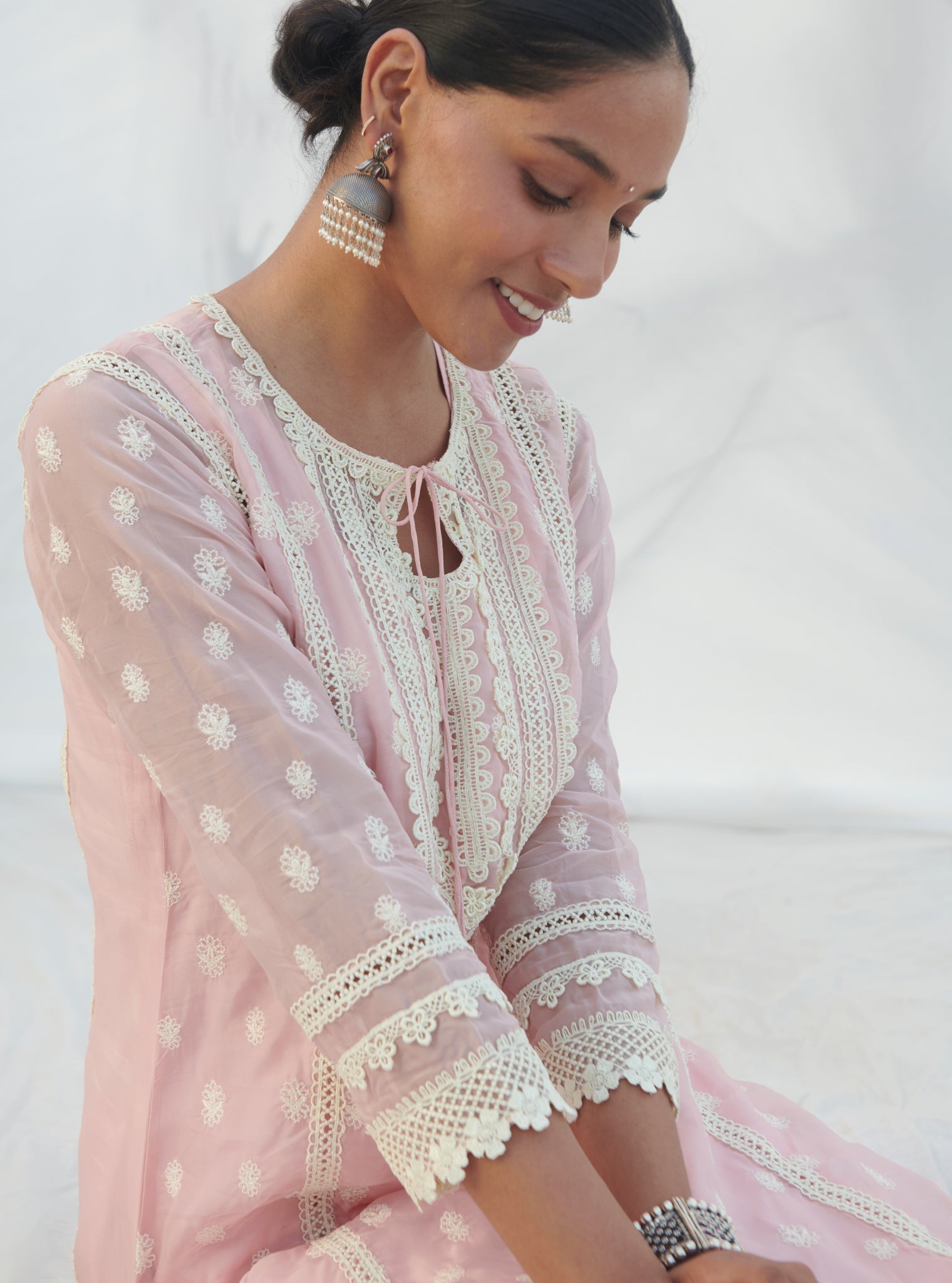 Jankia Organza Pink Kurta Set