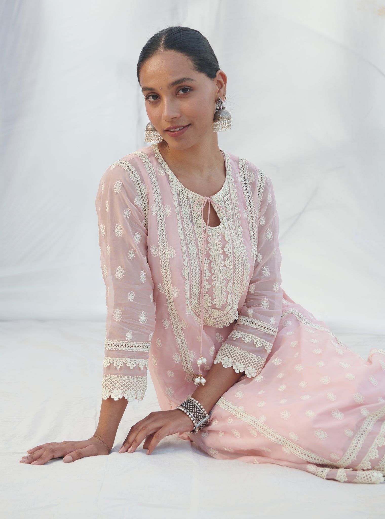 Jankia Organza Pink Kurta Set