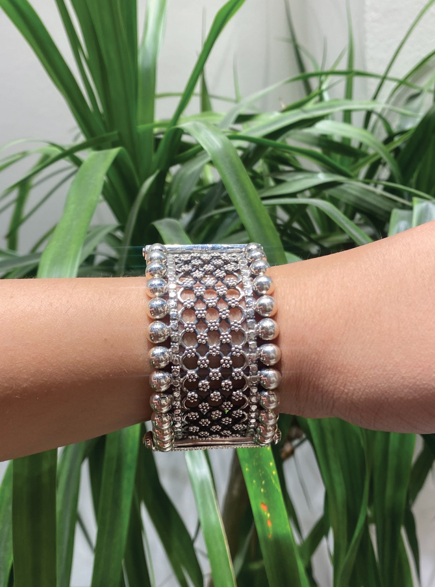 Pure Silver Jasmine Cuff Kada