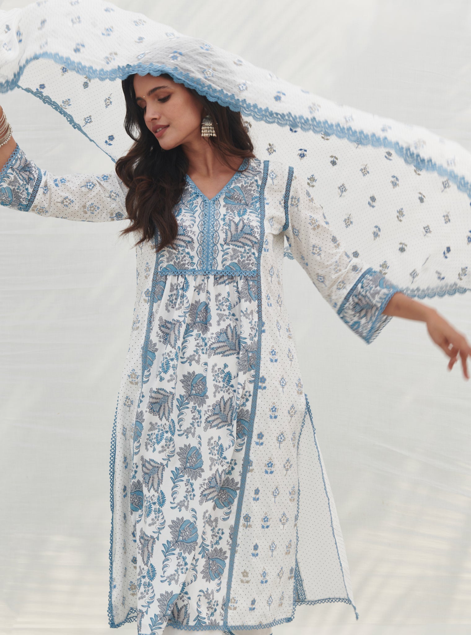 Kalina Supima Cotton Blue Kurta Set