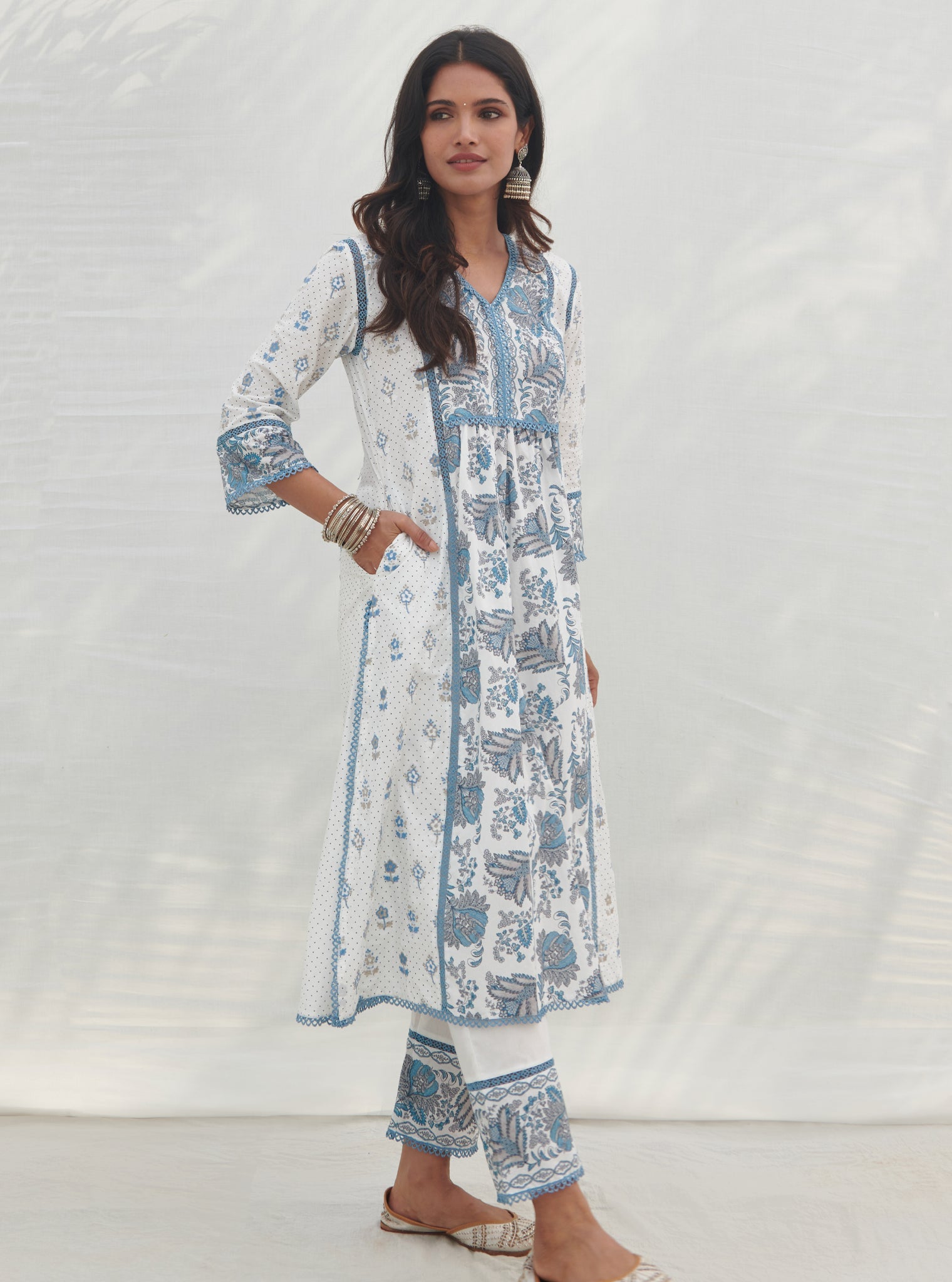 Kalina Supima Cotton Blue Kurta Set