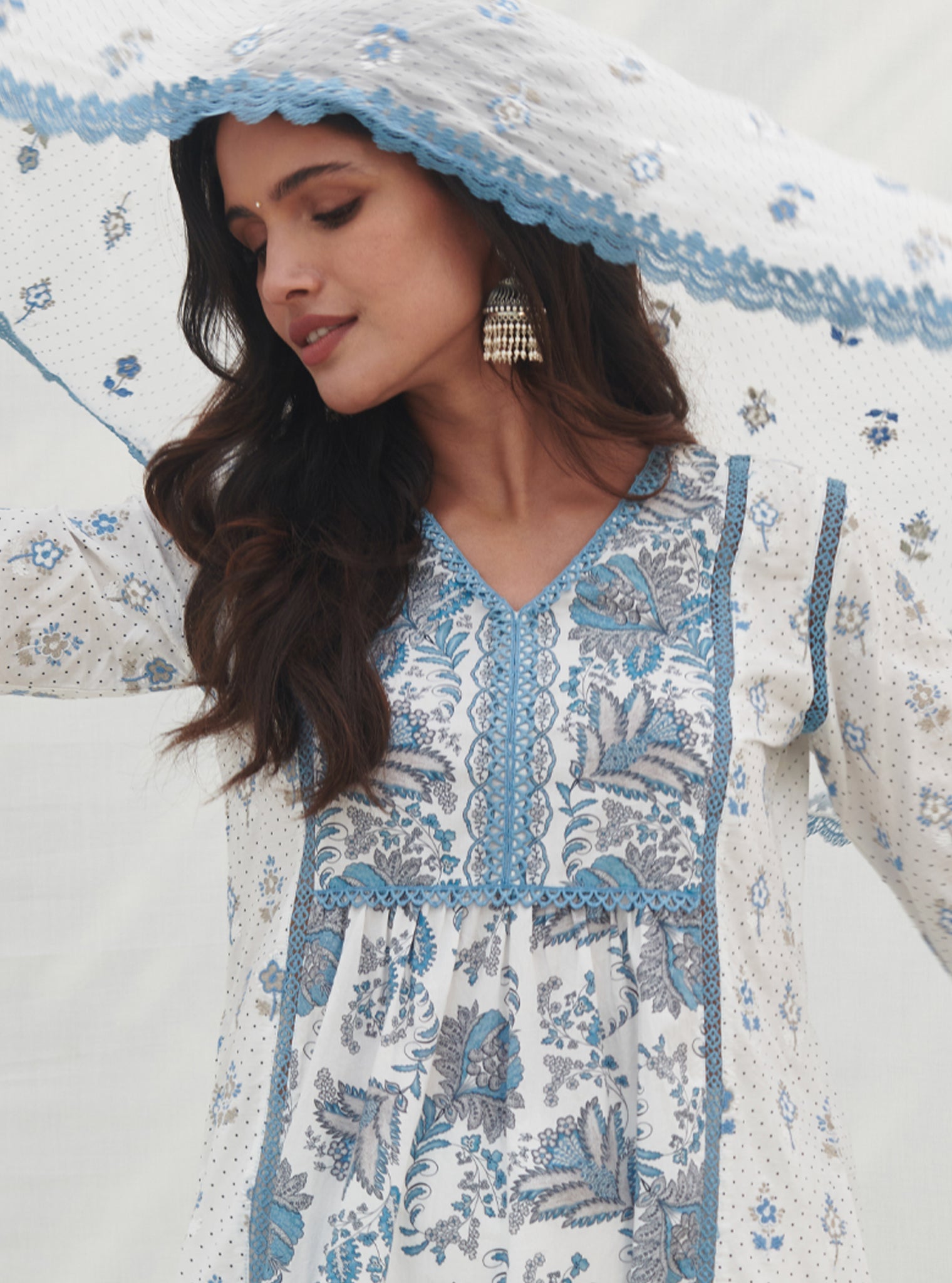 Kalina Supima Cotton Blue Kurta Set