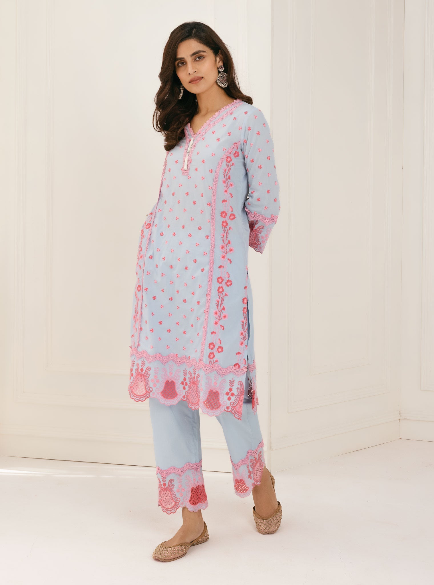 Mulmul Supima Cotton Kalsi Blue Kurta