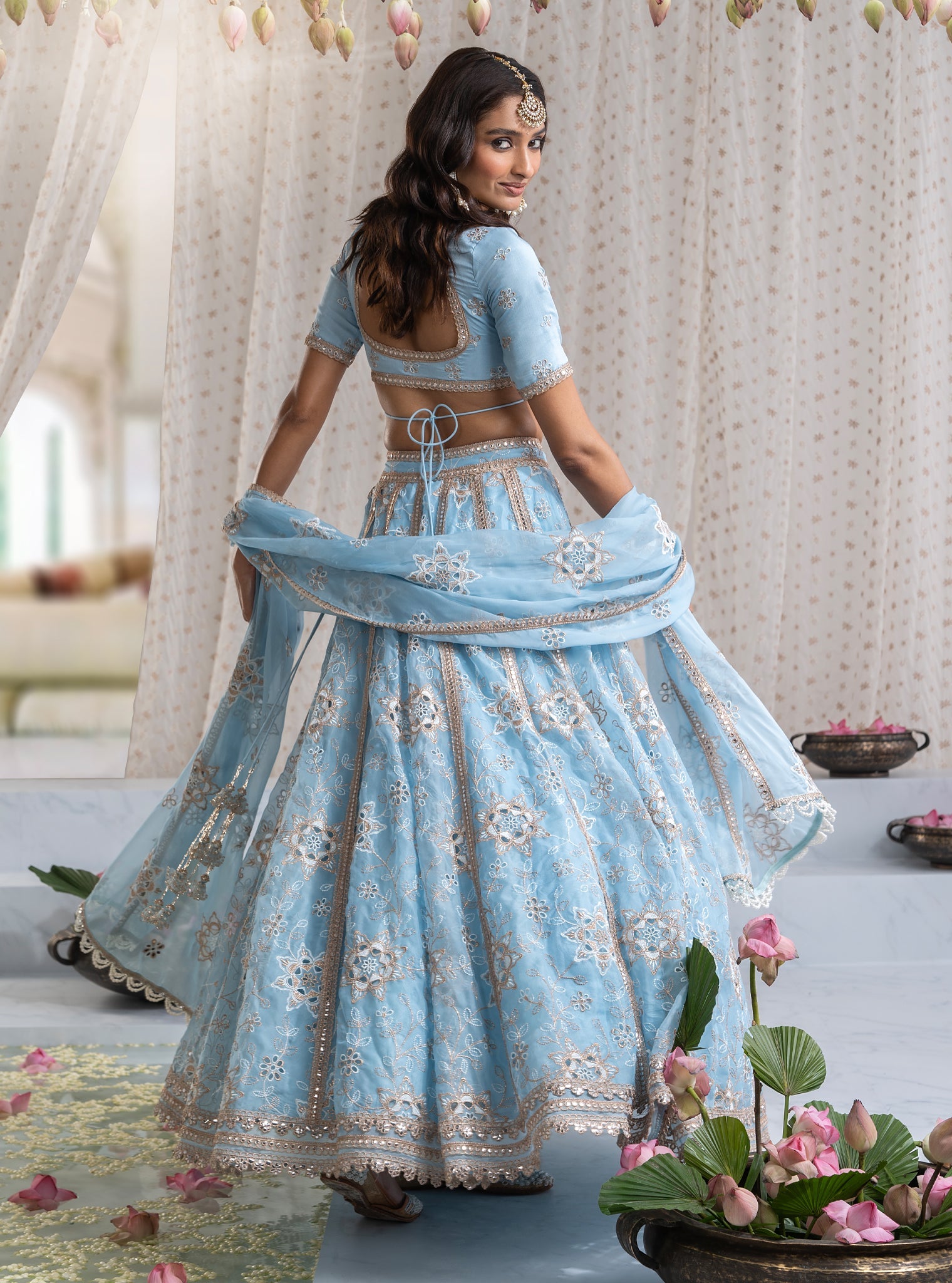 Kamali Organza Blue Lehenga