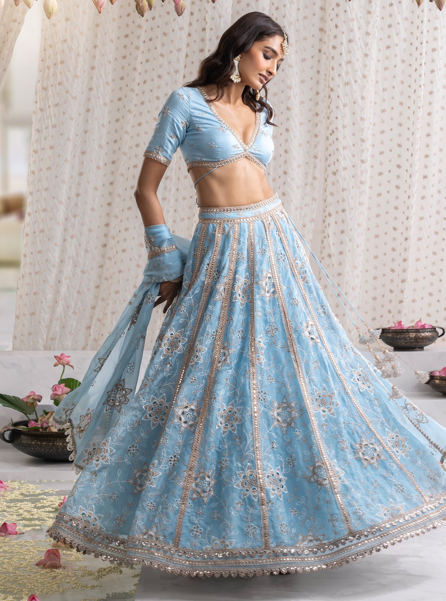 Kamali Organza Blue Lehenga