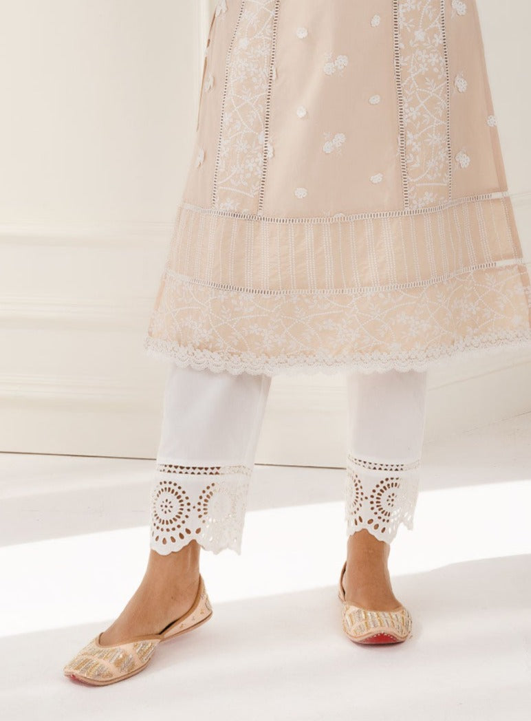 Mulmul Supima Cotton Eyelet White Pant