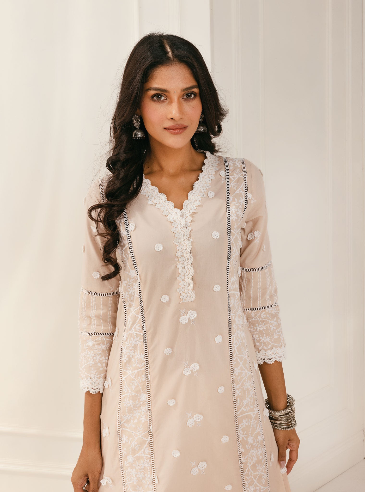 Mulmul Supima Cotton Kaza Beige Kurta