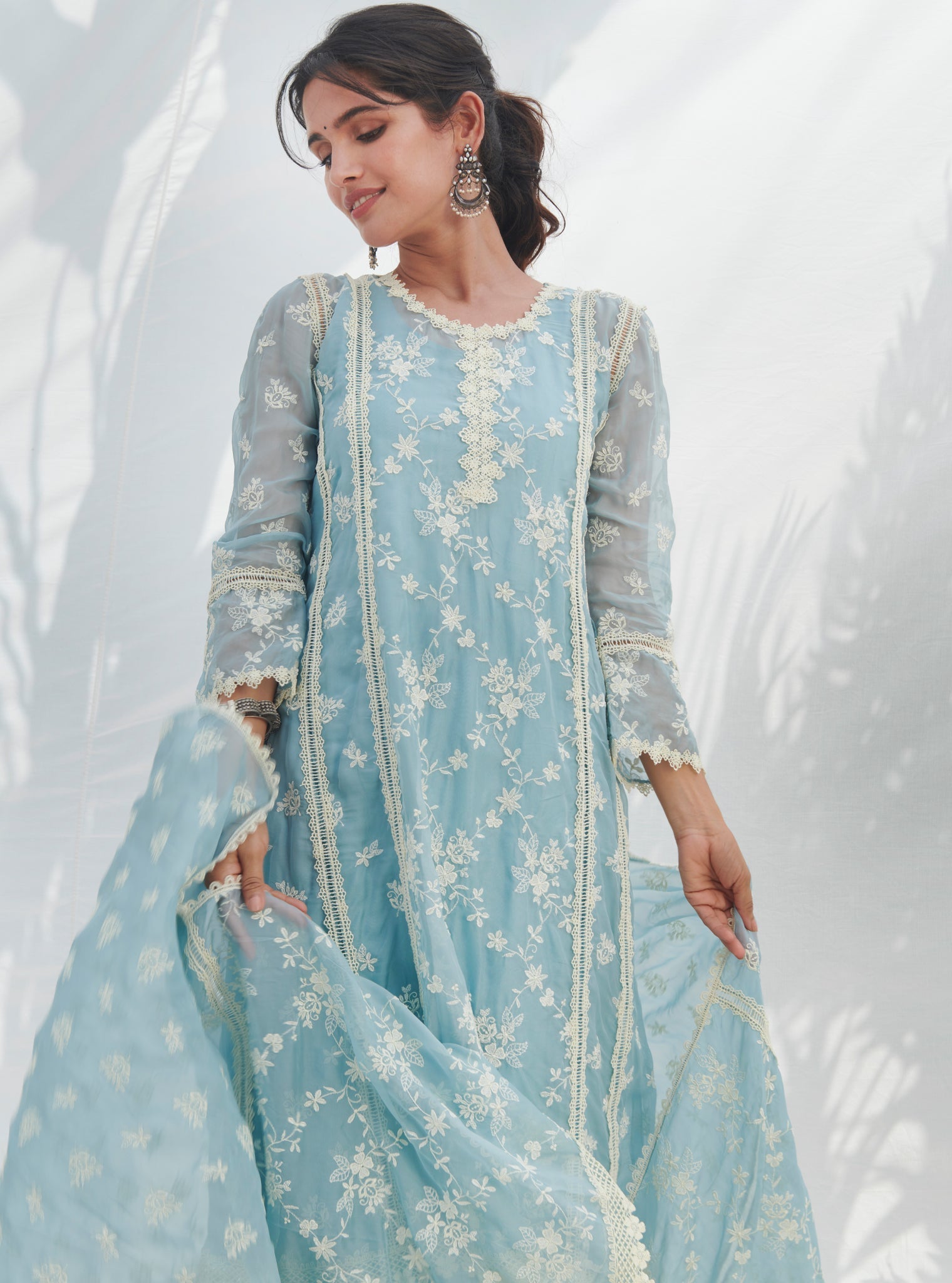 Keri Organza Blue Kurta Set