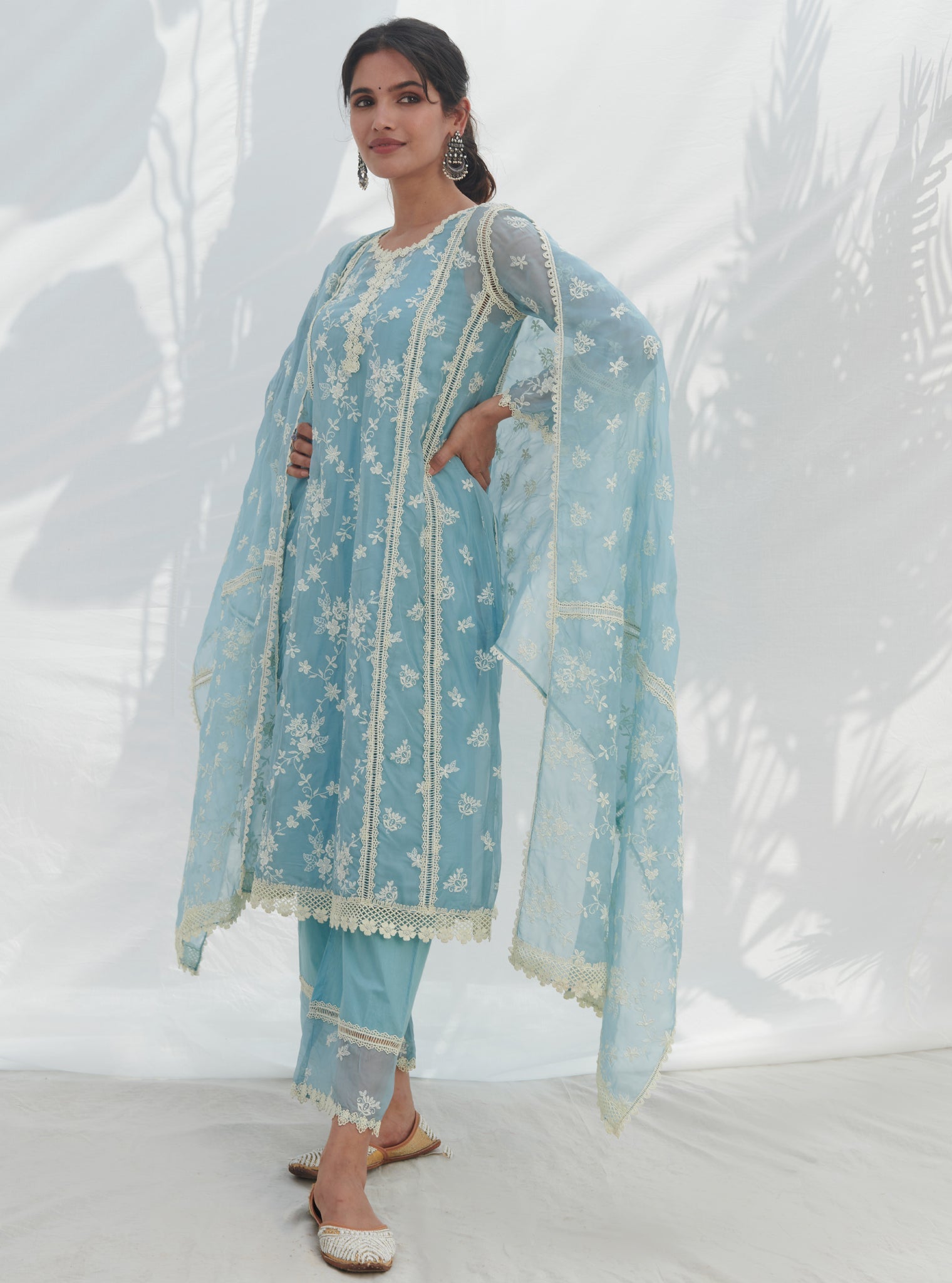 Keri Organza Blue Kurta Set