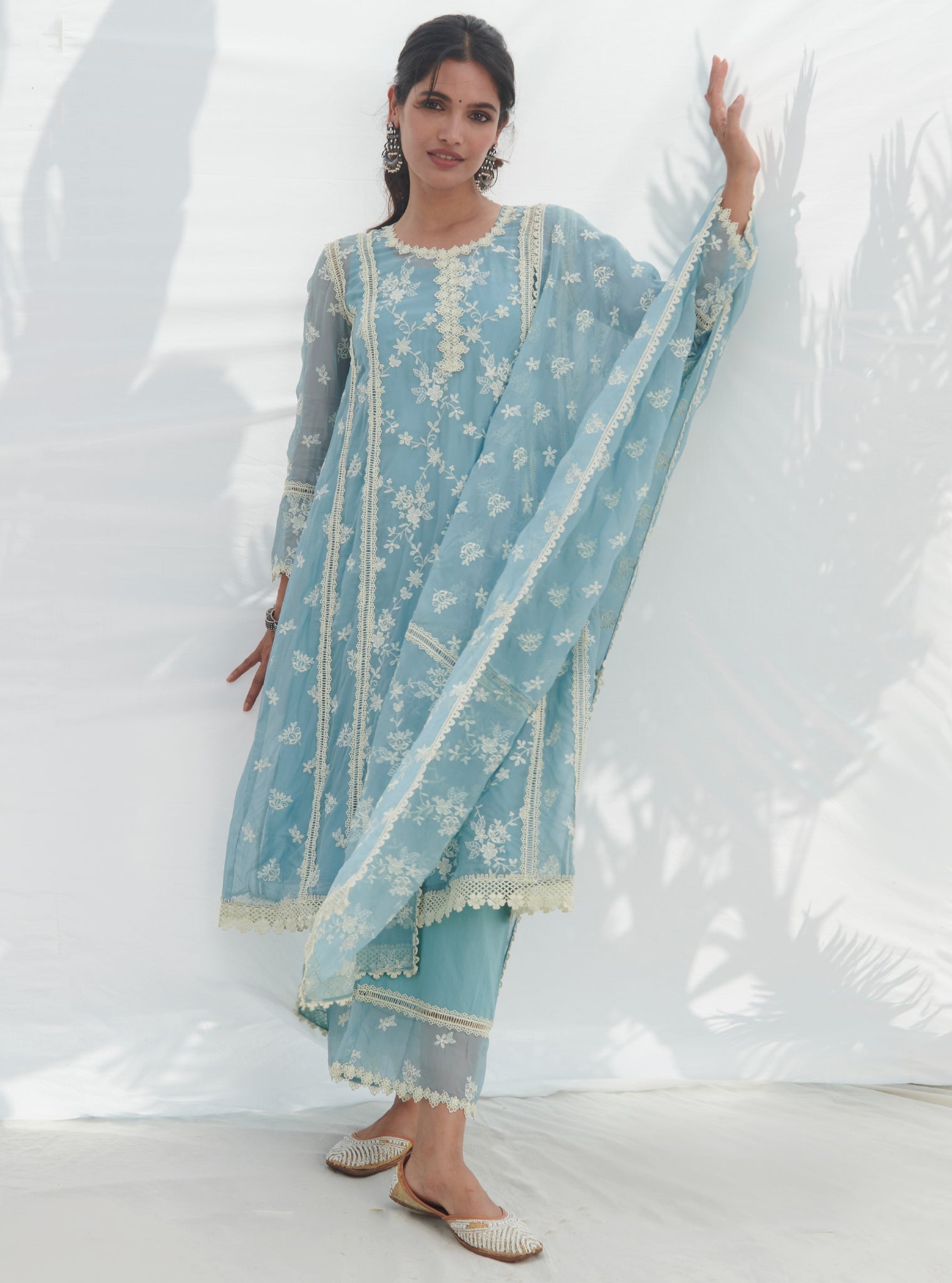 Keri Organza Blue Kurta Set