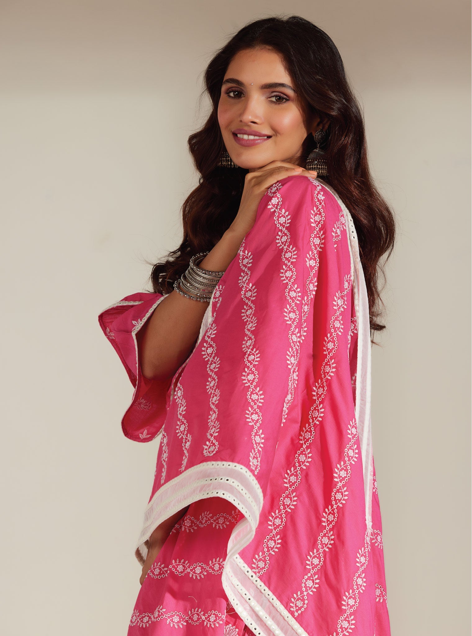 Keziah Supima Cotton Pink Kurta with Garara Set