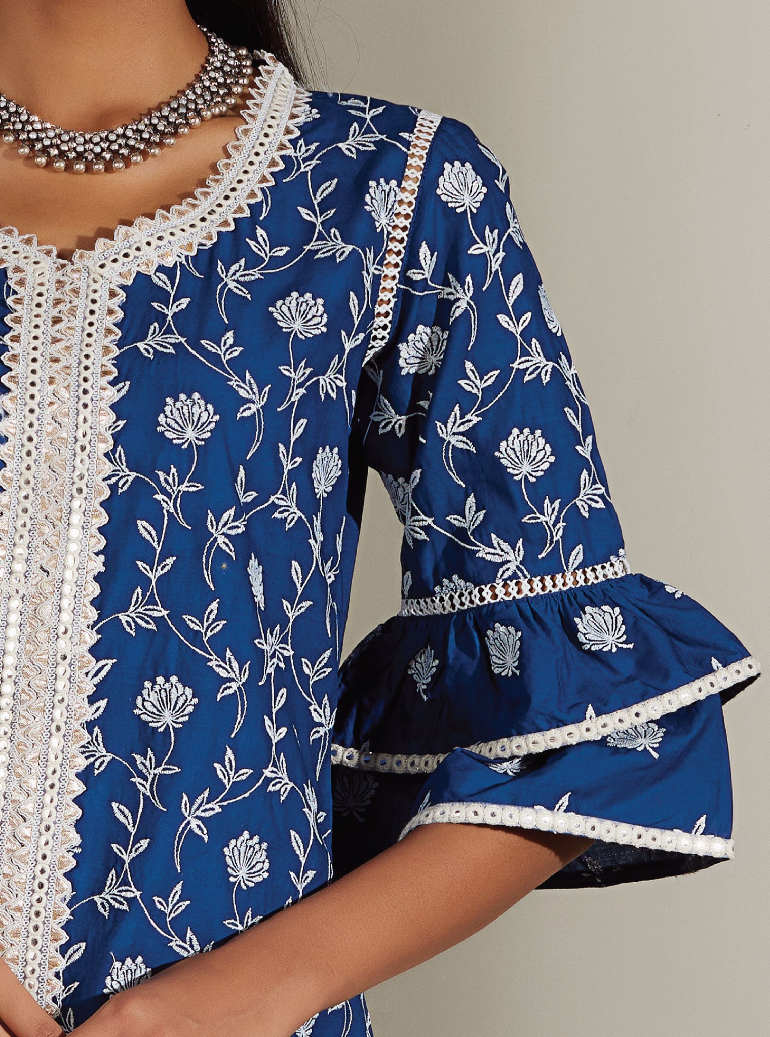 Keziah Supima Cotton Navy Kurta with Garara Set