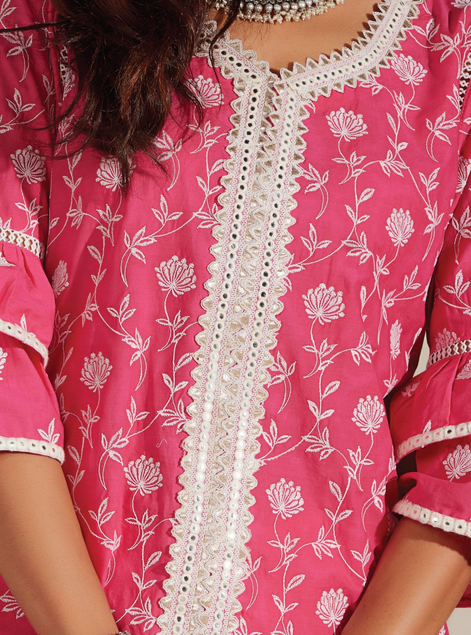 Keziah Supima Cotton Pink Kurta with Garara Set