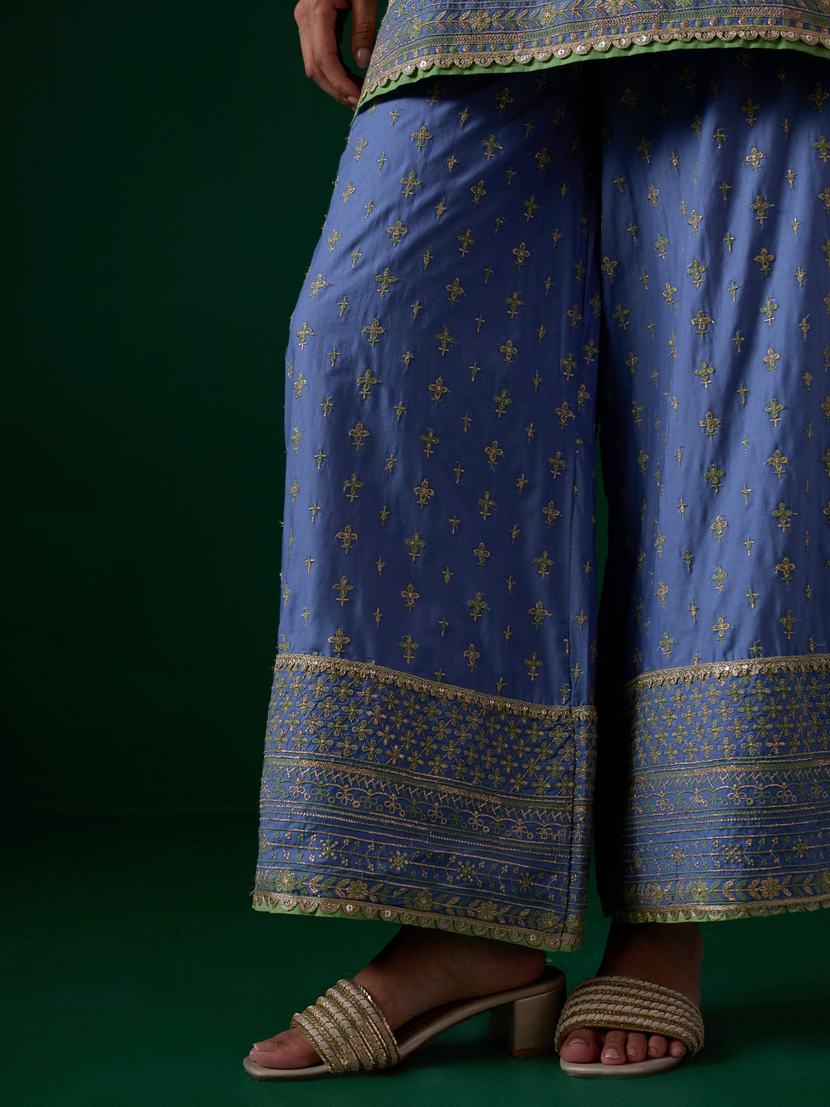 Laagi Supima Cotton Steel Blue Kurta Set