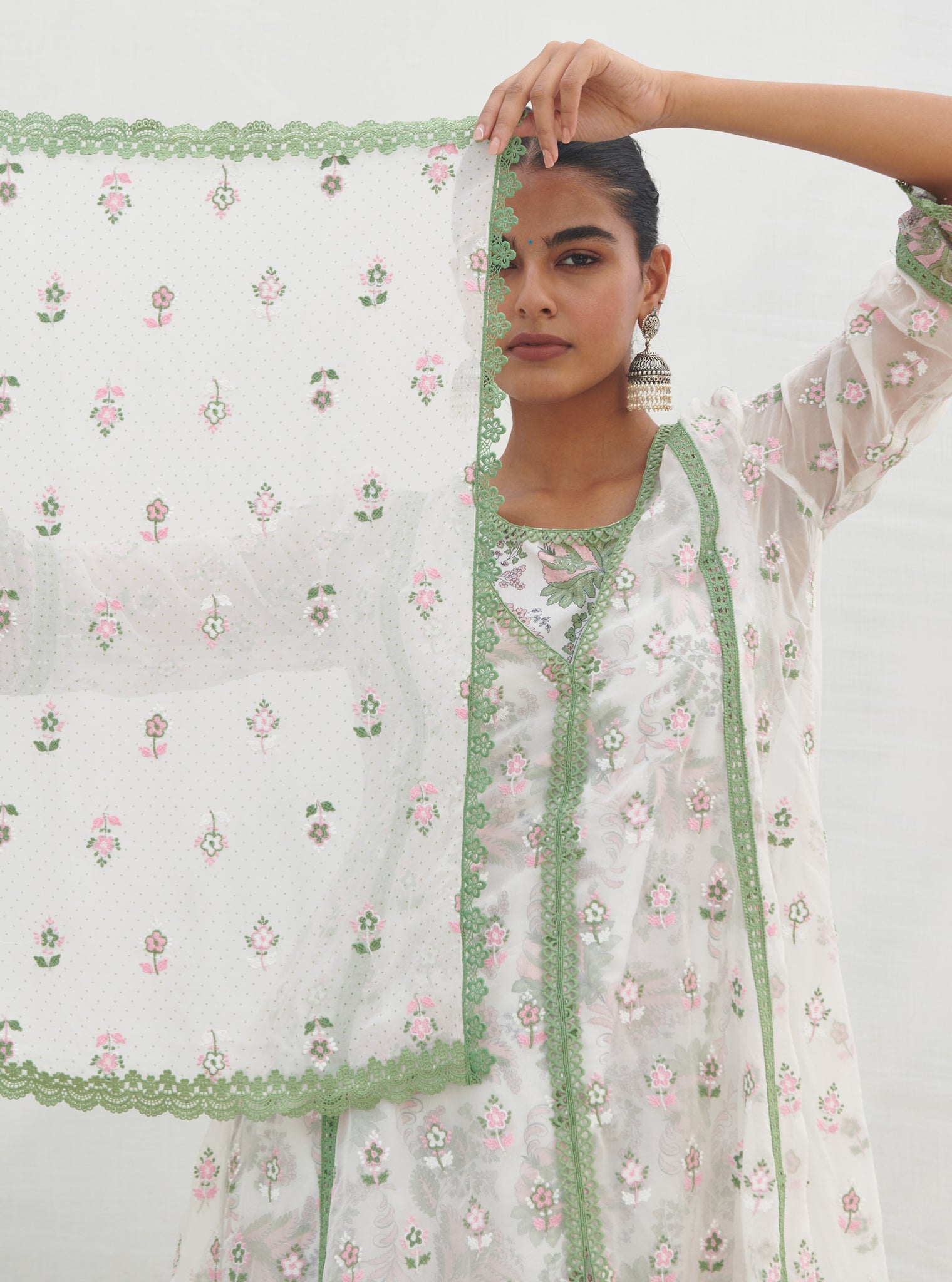 Leilani Organza Green Kurta Set