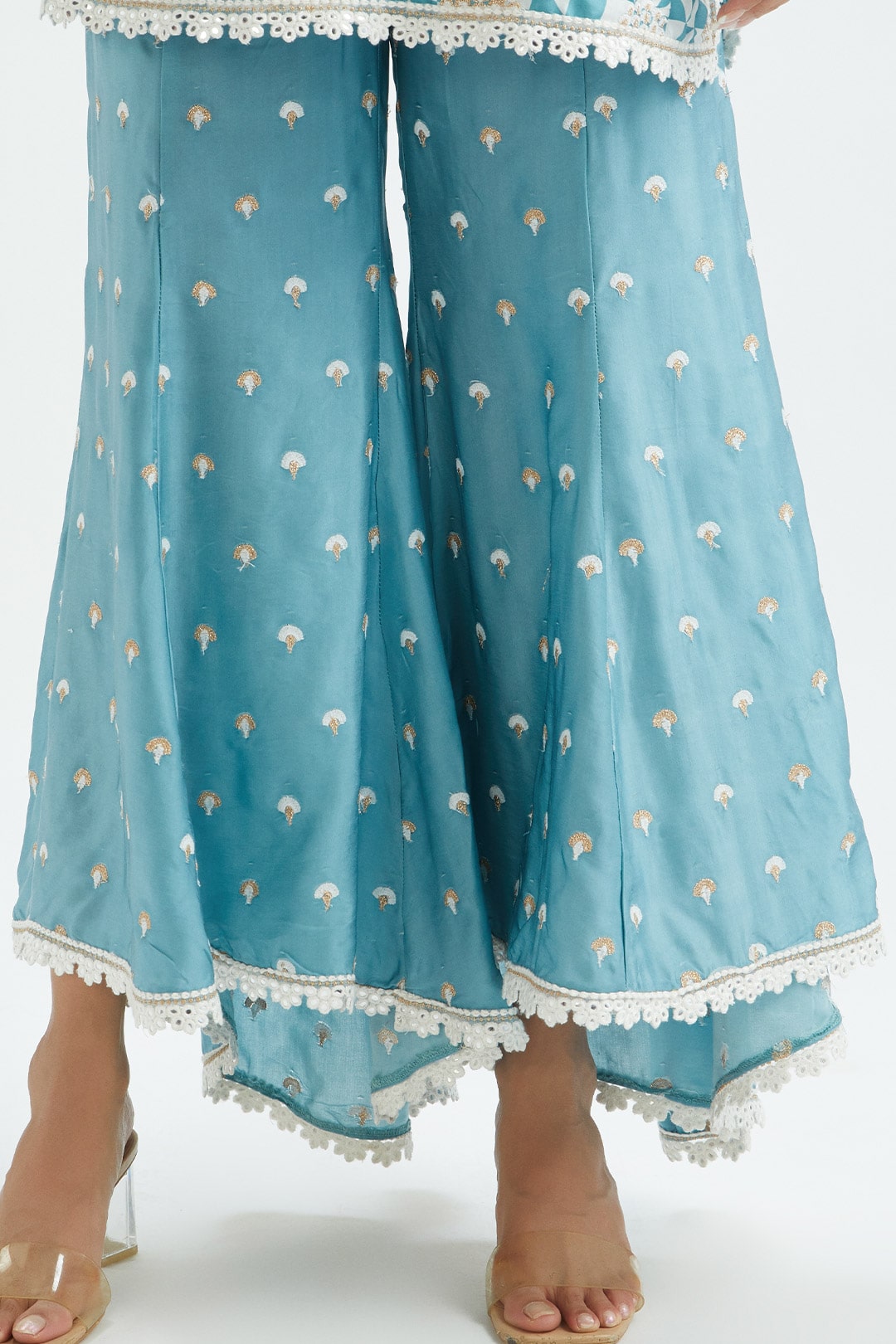 Leyton Cupro Silk Teal Kurta Set