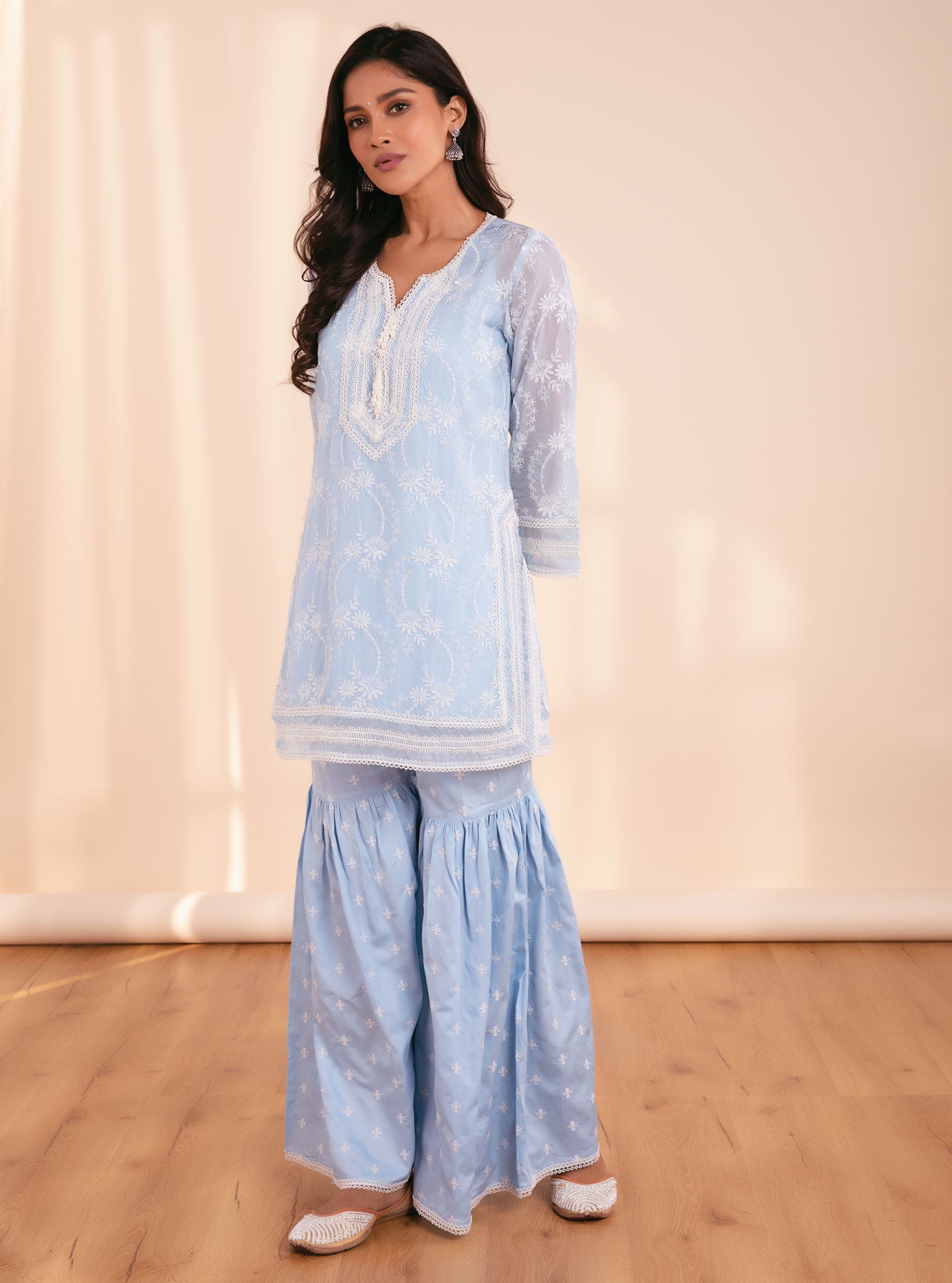 Luna Organza Blue Garara Set