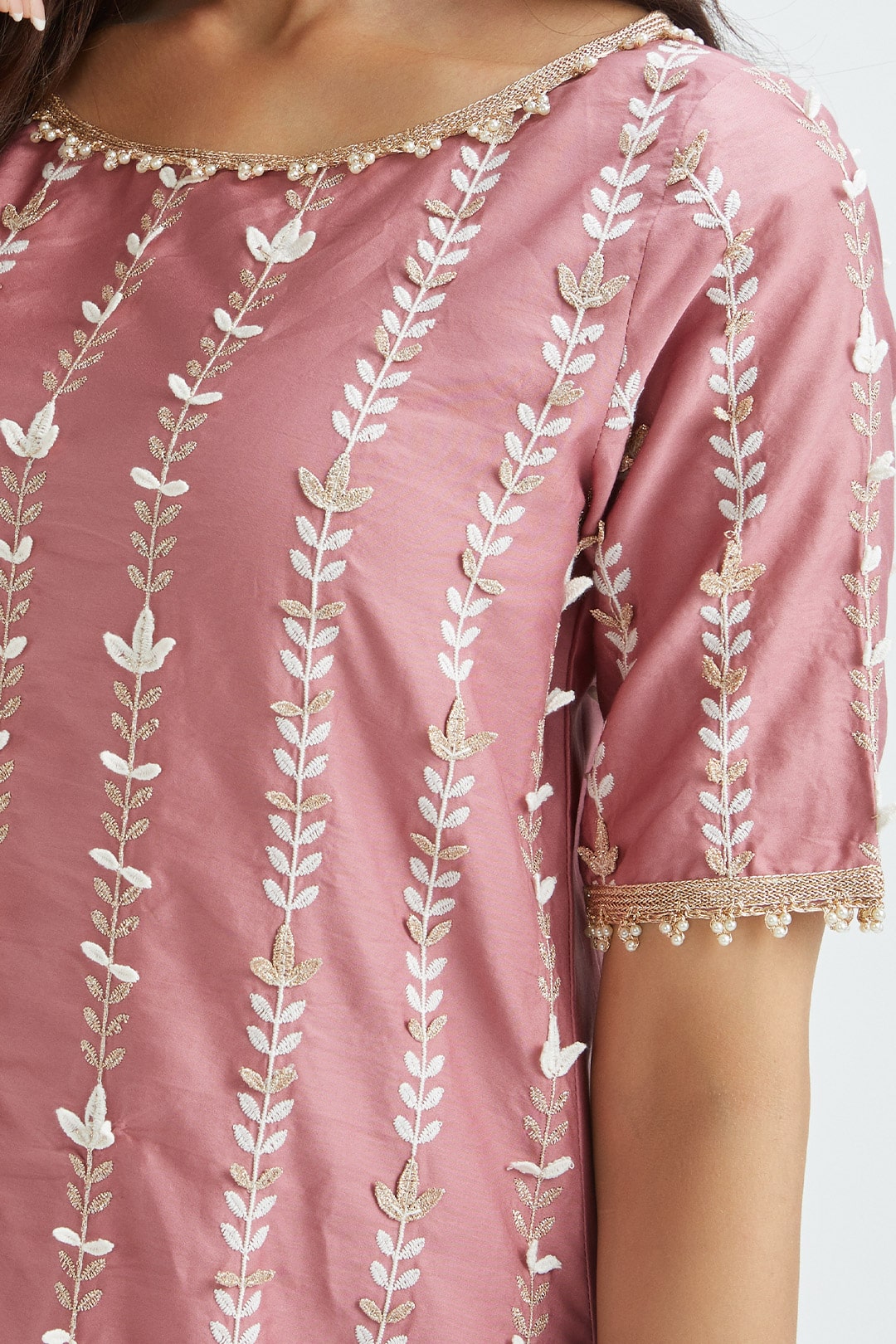 Lynn Supima Satin Mauve Kurta Set