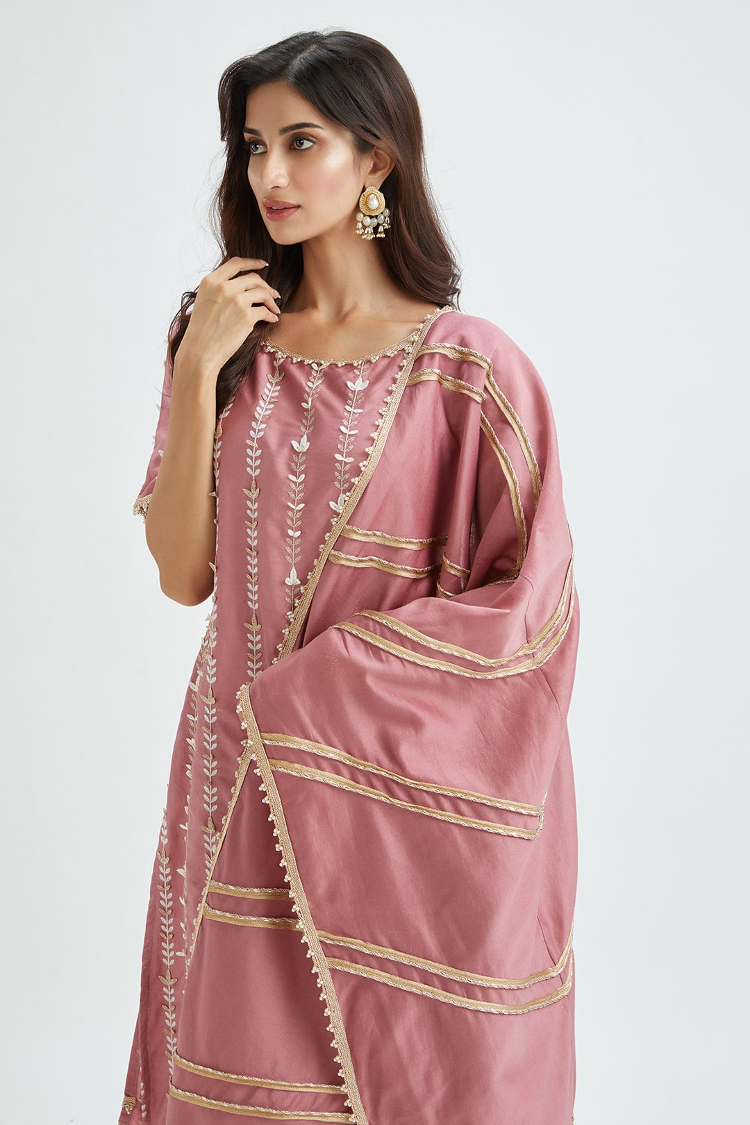 Lynn Supima Satin Mauve Kurta Set