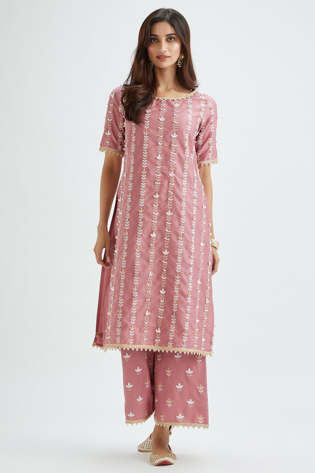 Lynn Supima Satin Mauve Kurta Set