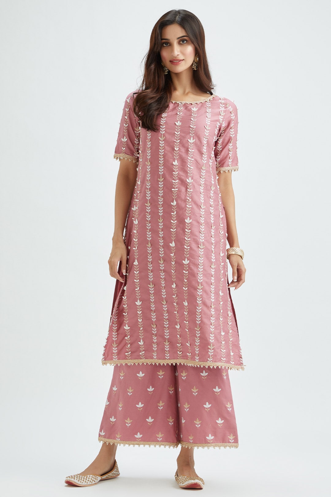 Lynn Supima Satin Mauve Kurta Set