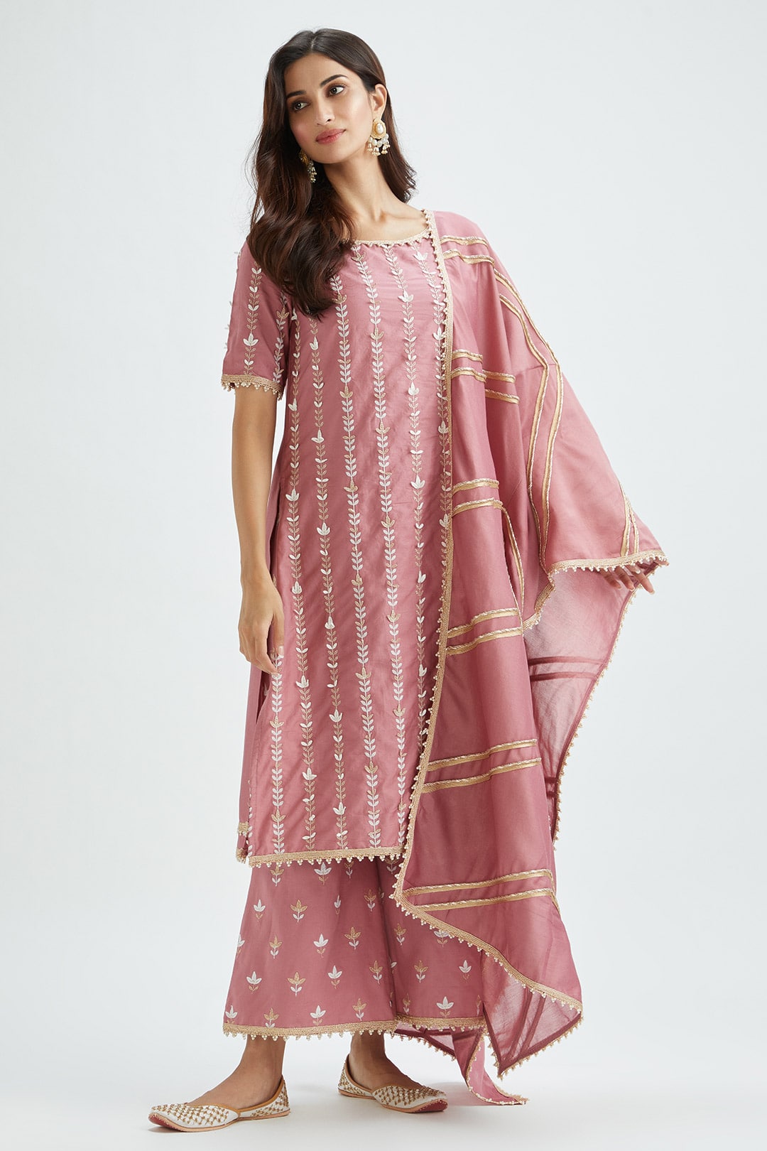Lynn Supima Satin Mauve Kurta Set