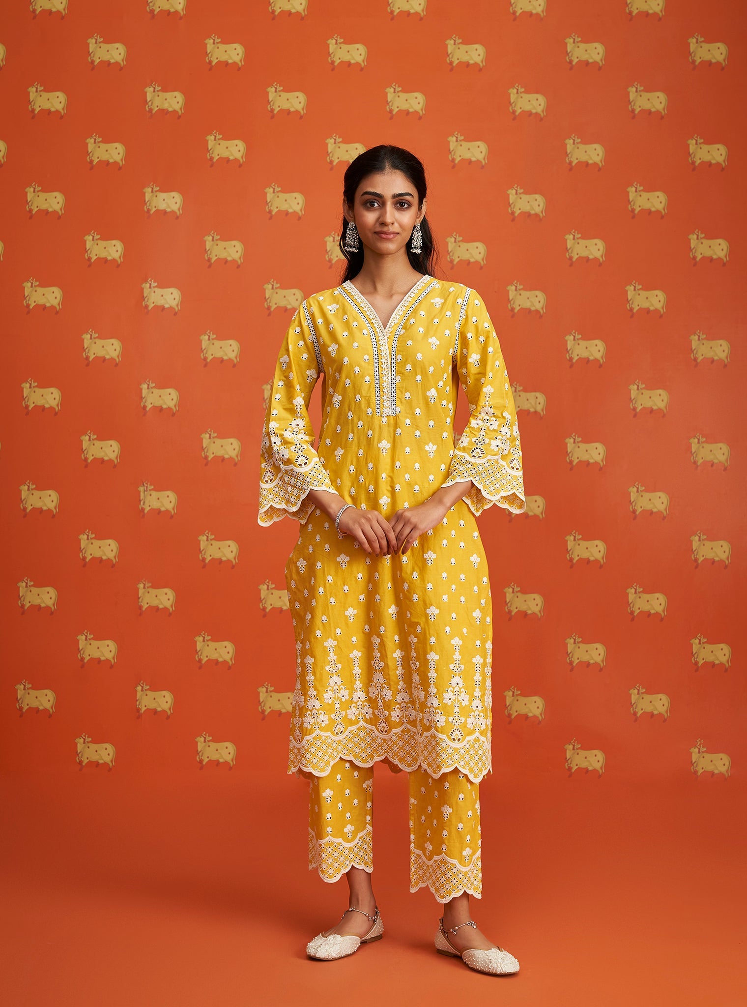 Khaji Supima Cotton Yellow Kurta Set