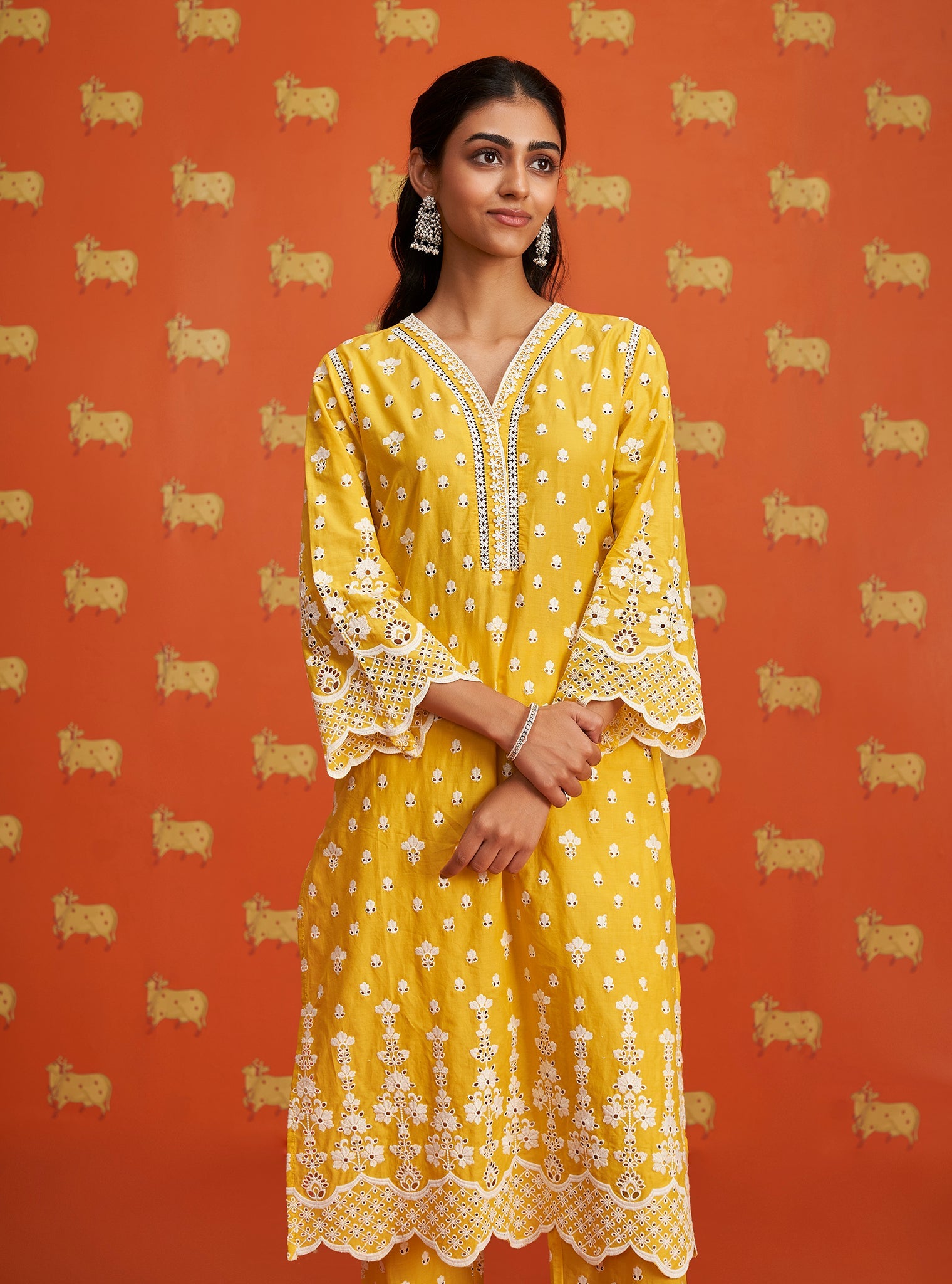 Khaji Supima Cotton Yellow Kurta Set