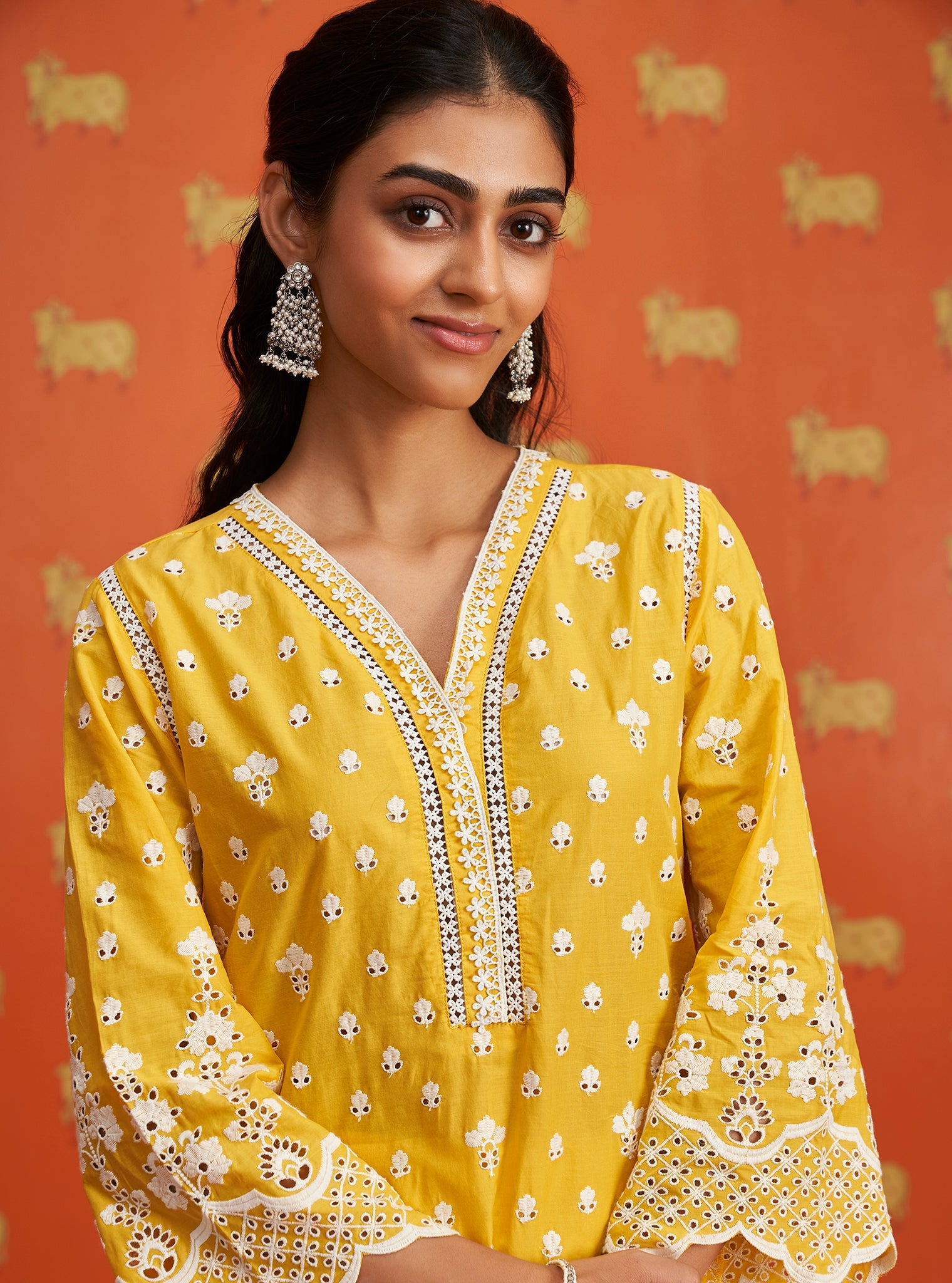 Khaji Supima Cotton Yellow Kurta Set