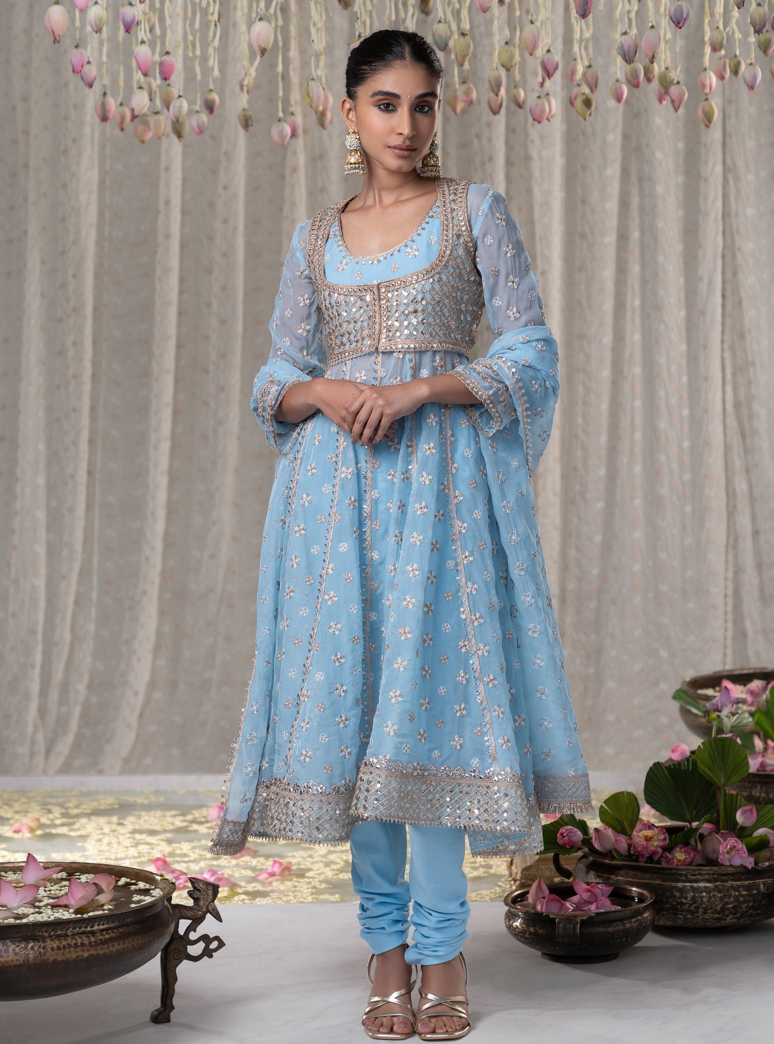 Malang Organza Blue Anarkali Kurta Set
