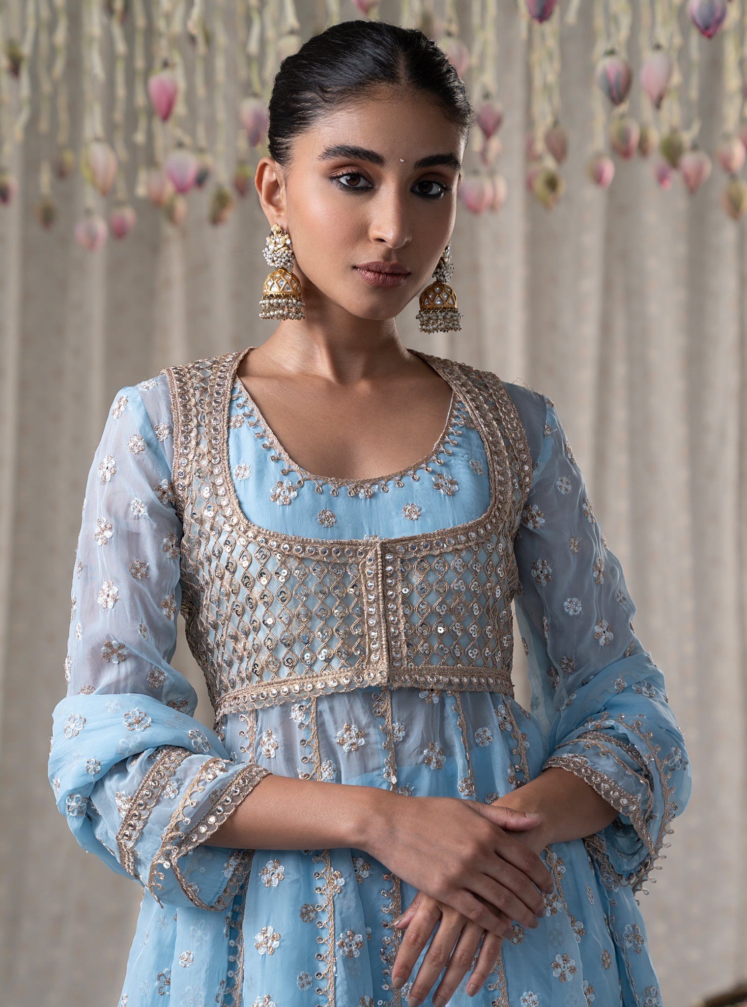 Malang Organza Blue Anarkali Kurta Set