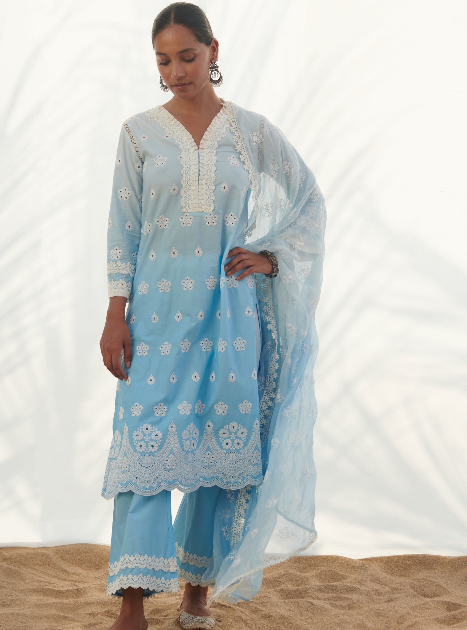 Mandovi Supima Cotton Blue Kurta Set