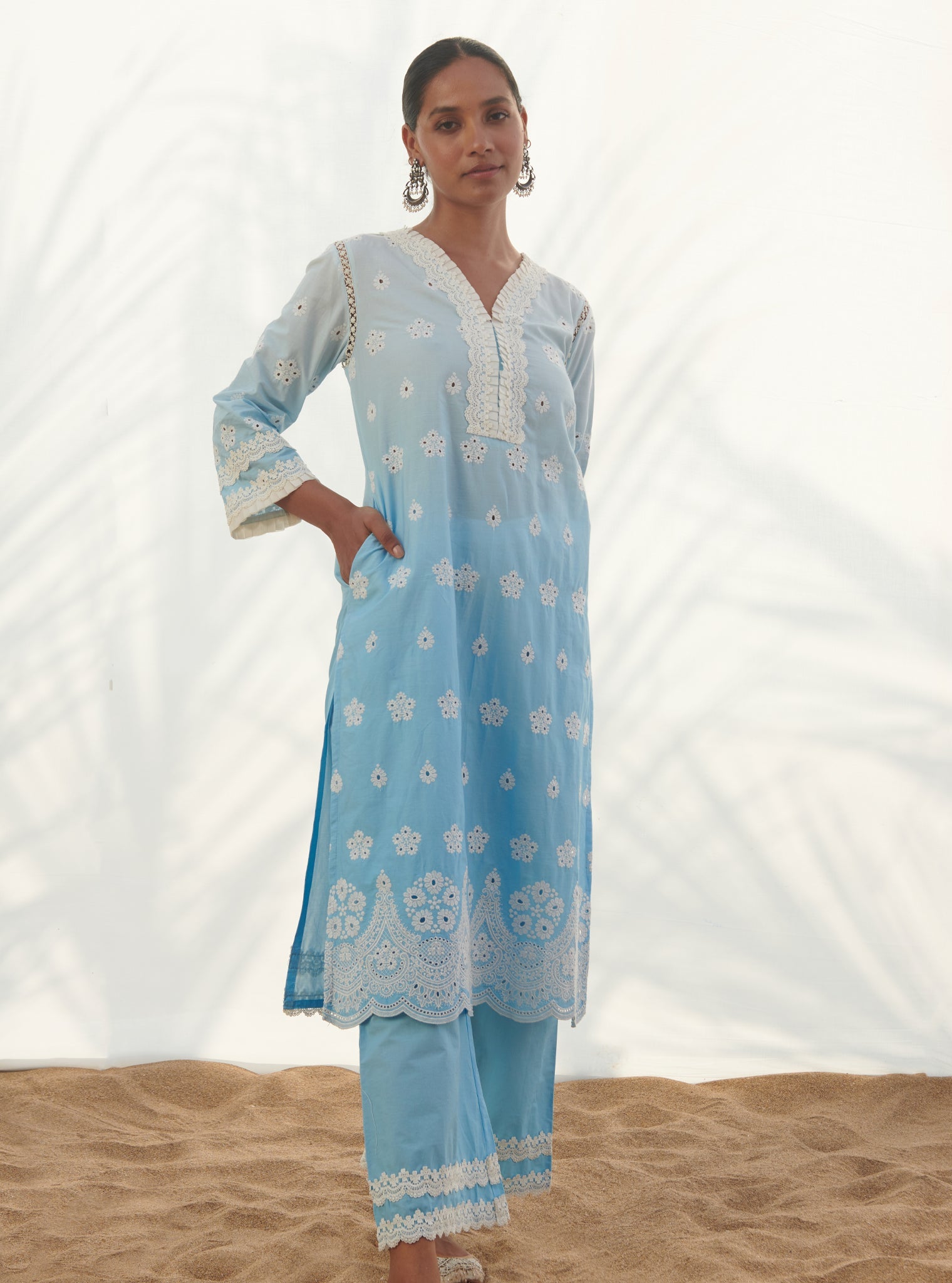 Mandovi Supima Cotton Blue Kurta Set